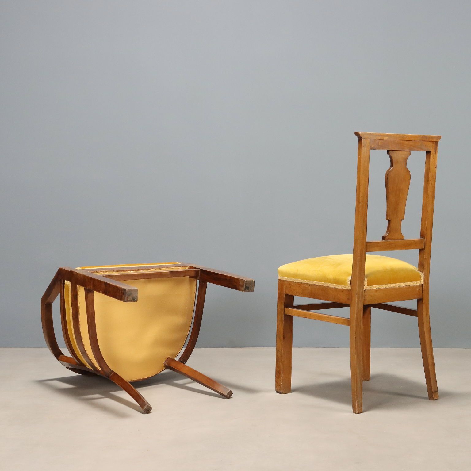 photo for sale Art Deco Chairs Walnut Burl Veneer Italy XX Century