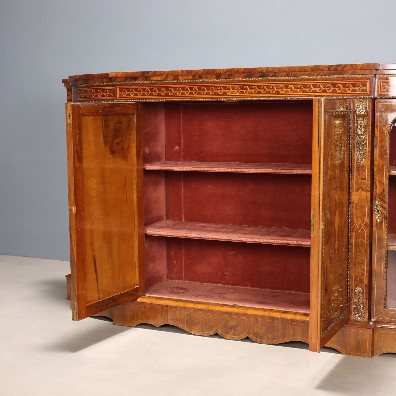 Antique Cabinet Walnut Burl Inlays United Kingdom XIX Century photo Furniture