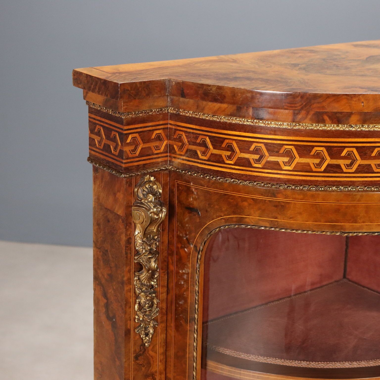 Antique Cabinet Walnut Burl Inlays United Kingdom XIX Century photo vinterior