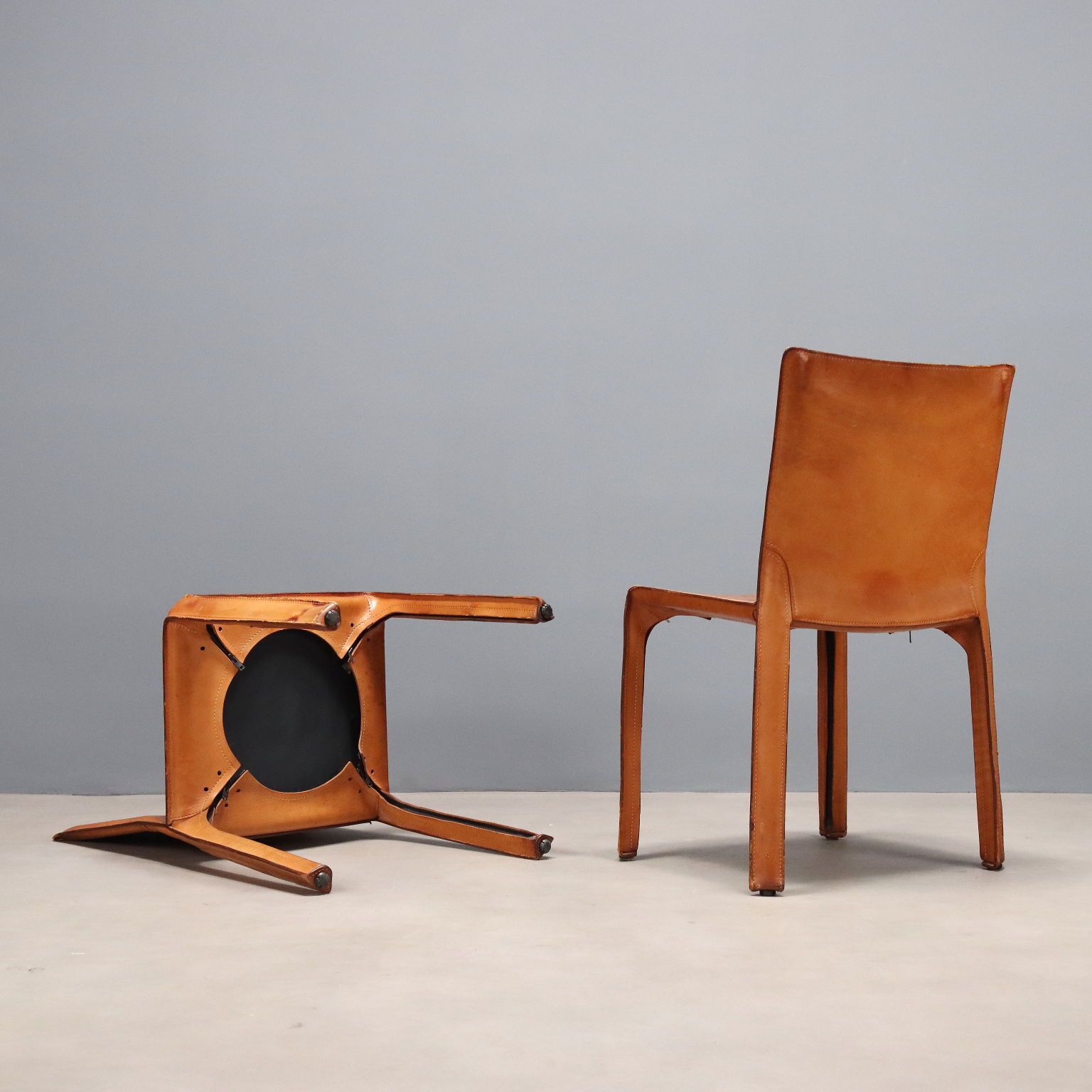Cassina Cab 412 Chairs Design Mario Bellini Leather Italy 1980s photo vintage