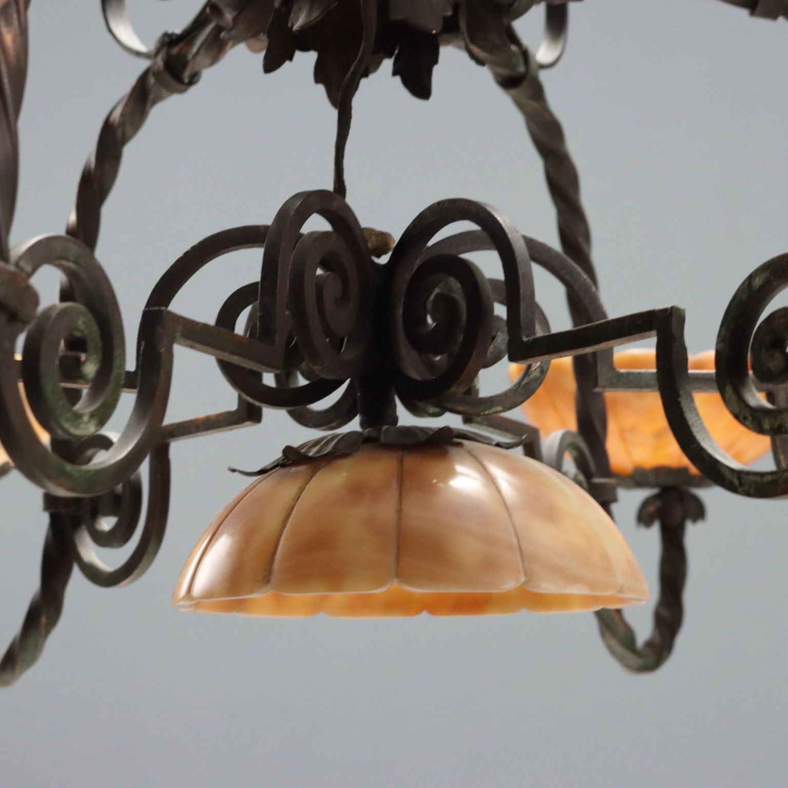 Chandelier Art Nouveau Metaal 6 Lichten Italië XX Eeuw photo buy