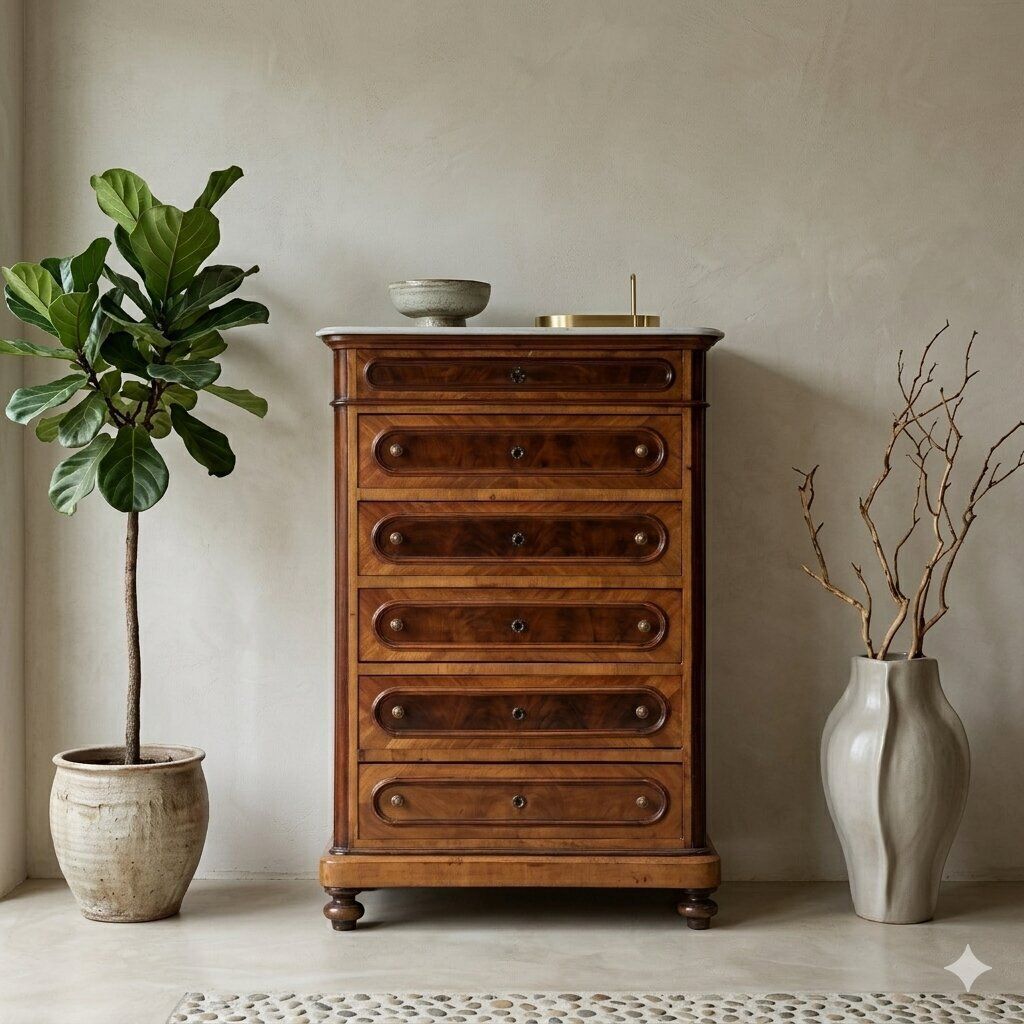 Antieke Ladekast Kersenhout 6 Lades 19e Eeuw photo furniture