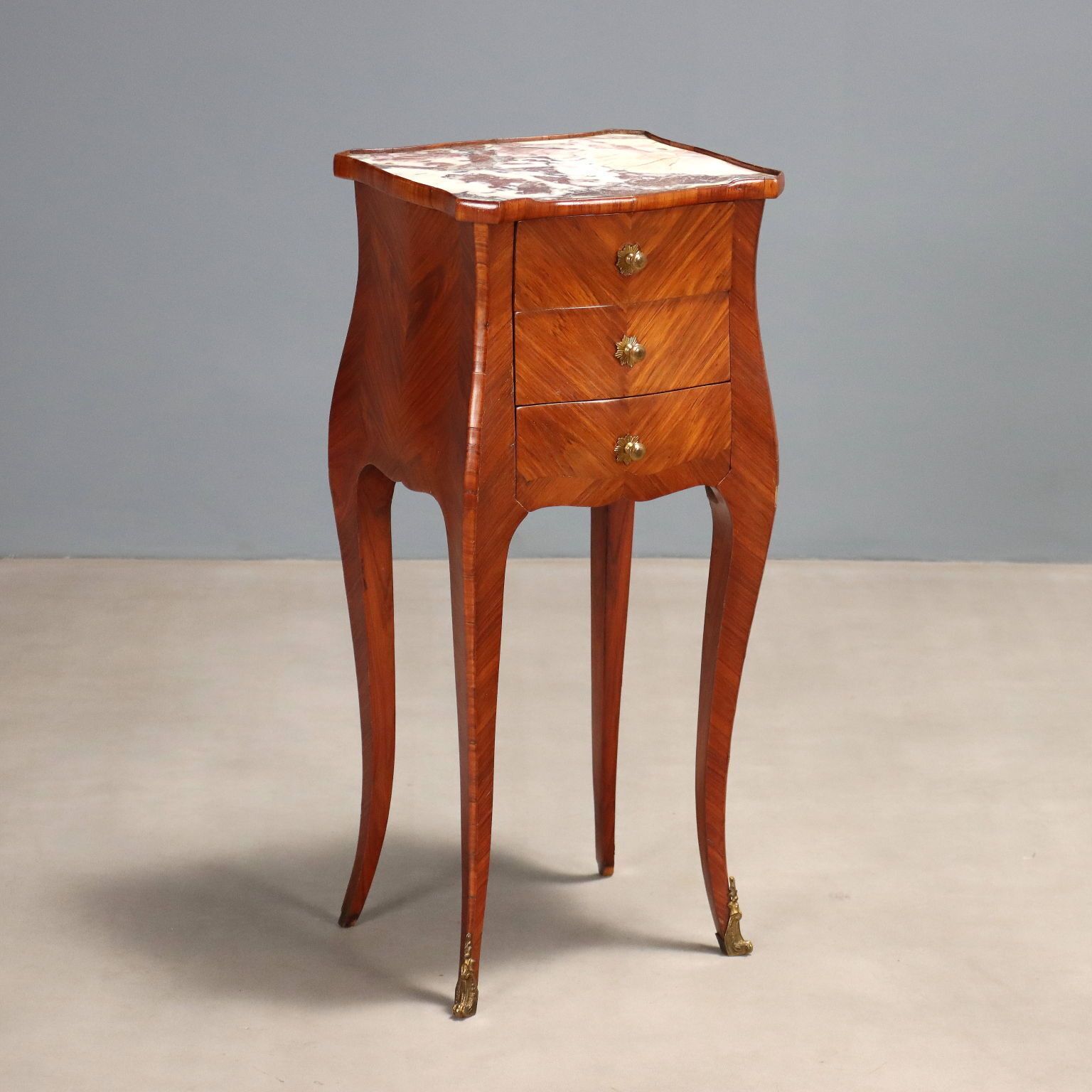 Antique Bedside Table Louis XV Oak Bois De Rose Veneer XIX Century