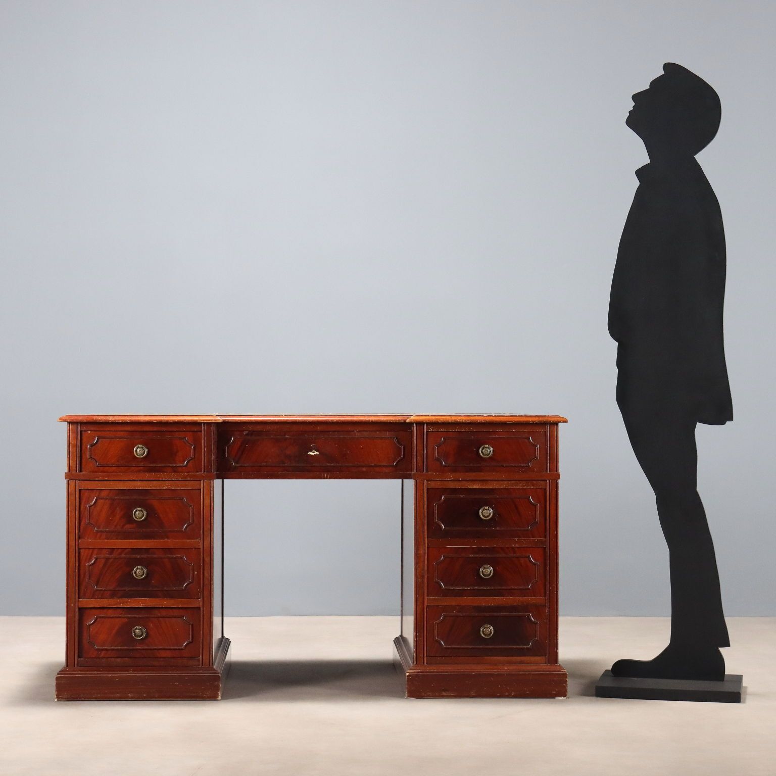 Antique Writing Desk Mahogany Leather Insert Bronze XX Century photo for sale