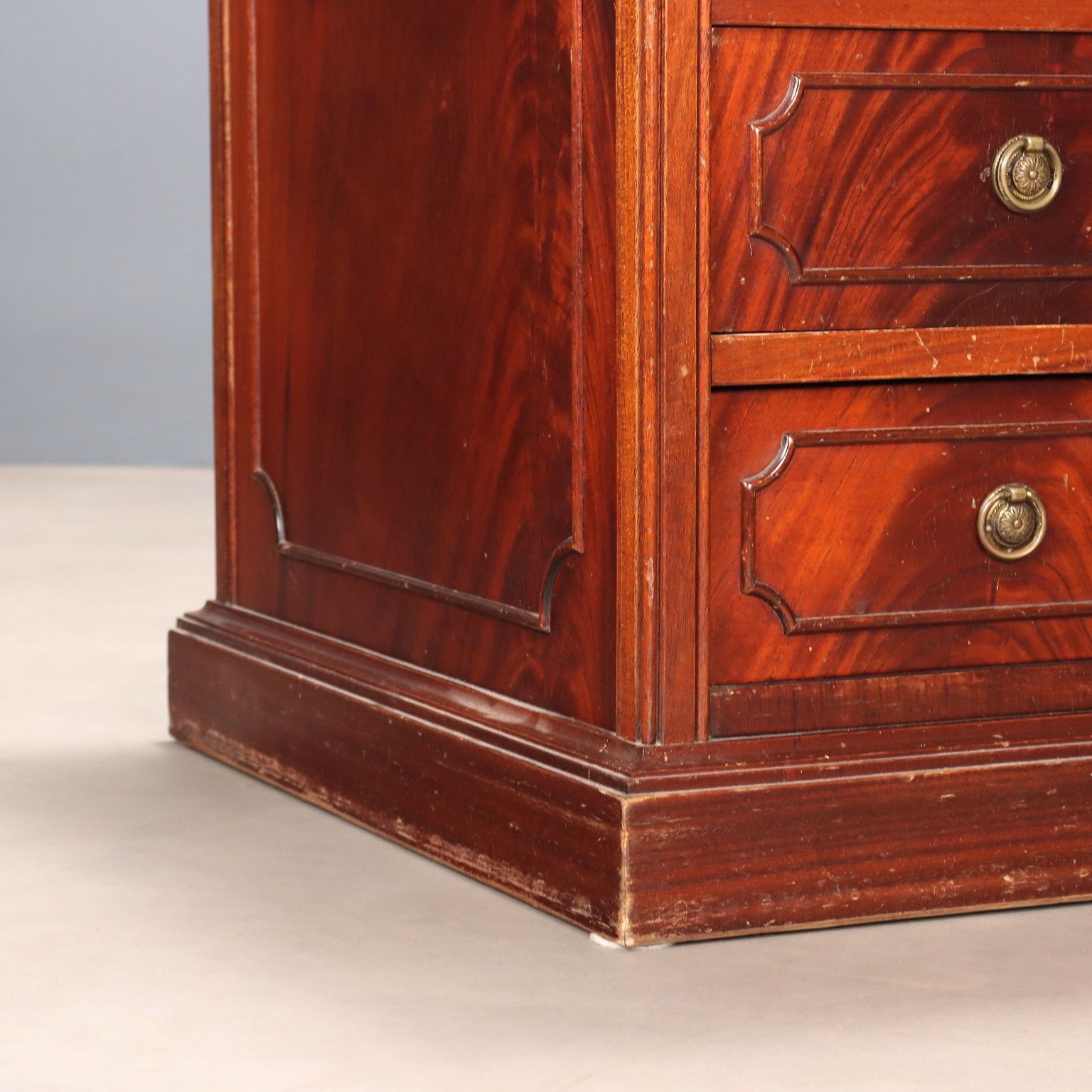 Antique Writing Desk Mahogany Leather Insert Bronze XX Century photo vinterior