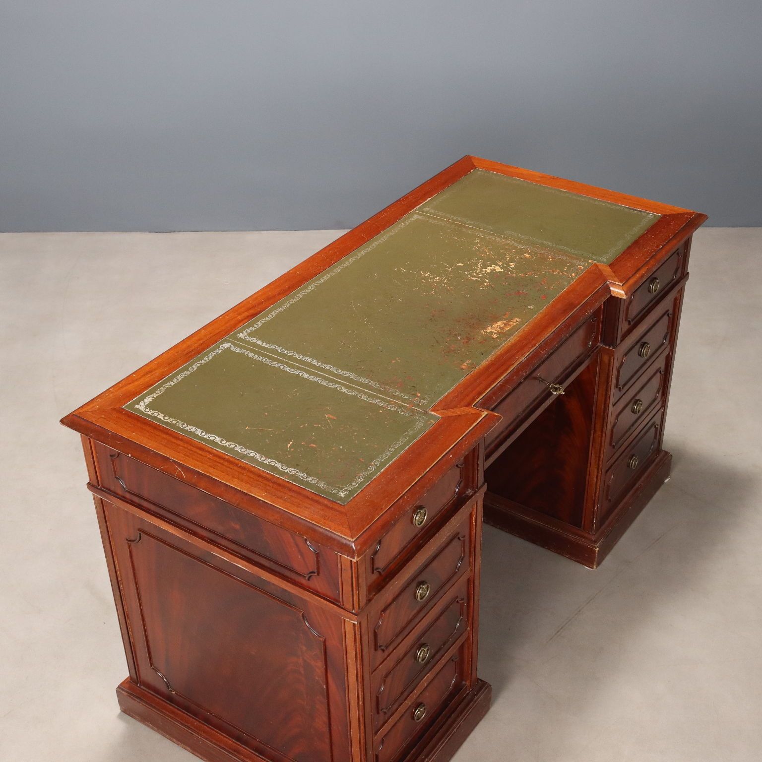 Antique Writing Desk Mahogany Leather Insert Bronze XX Century photo buy