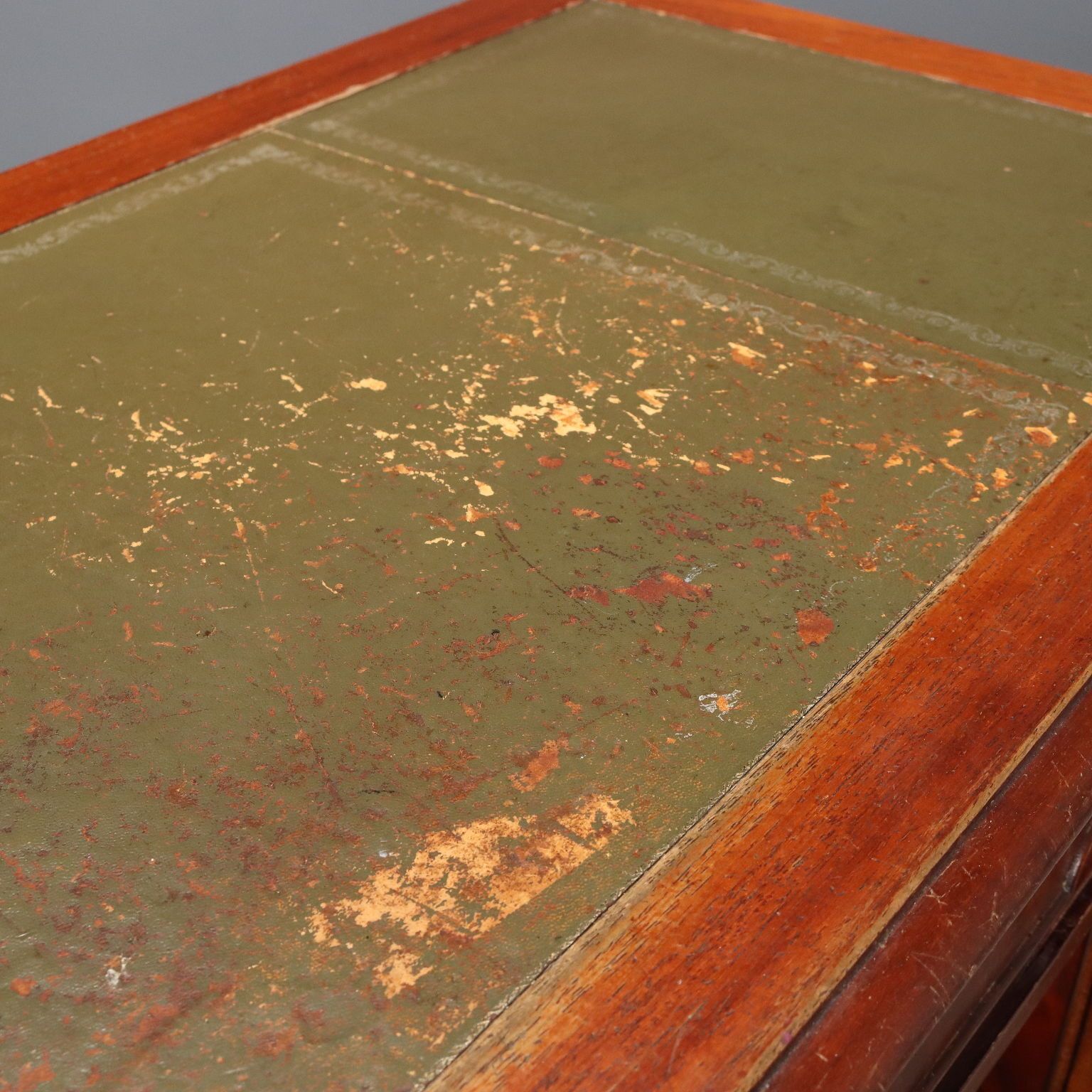 Antique Writing Desk Mahogany Leather Insert Bronze XX Century photo vintage