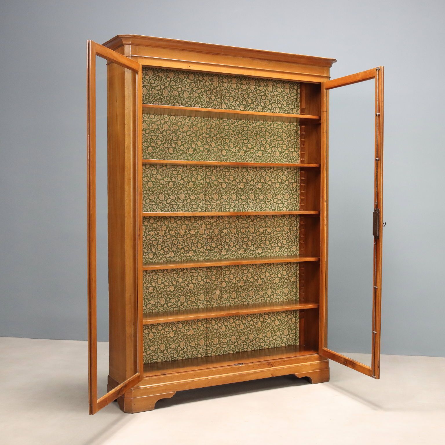 Antique Bookcase Walnut Fir Glass 5 Shelves Italy XIX Century photo Furniture