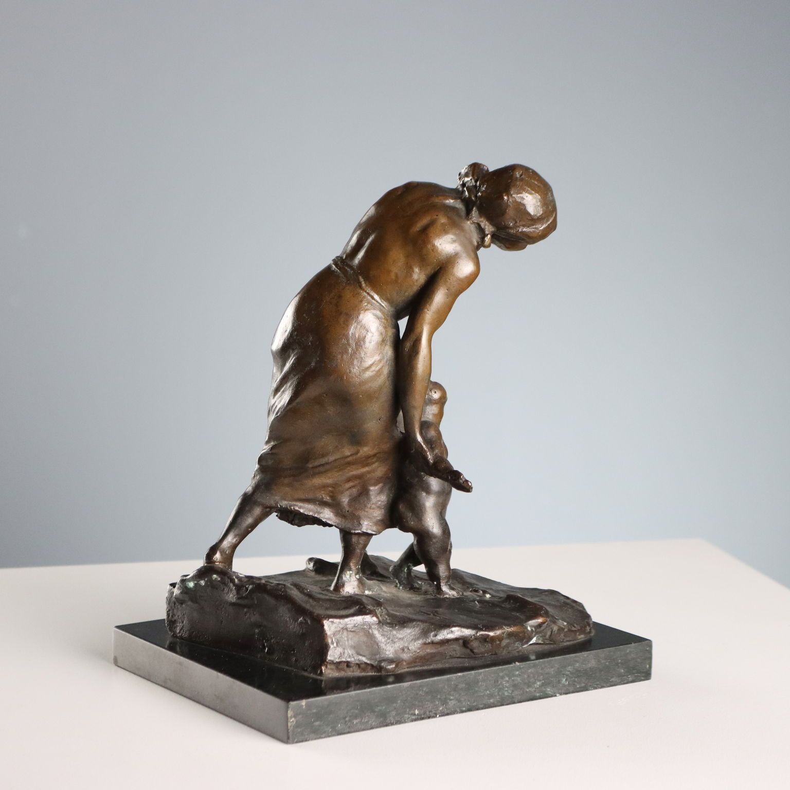 Antique Bronze Sculpture Mother With Child XX Century photo buy