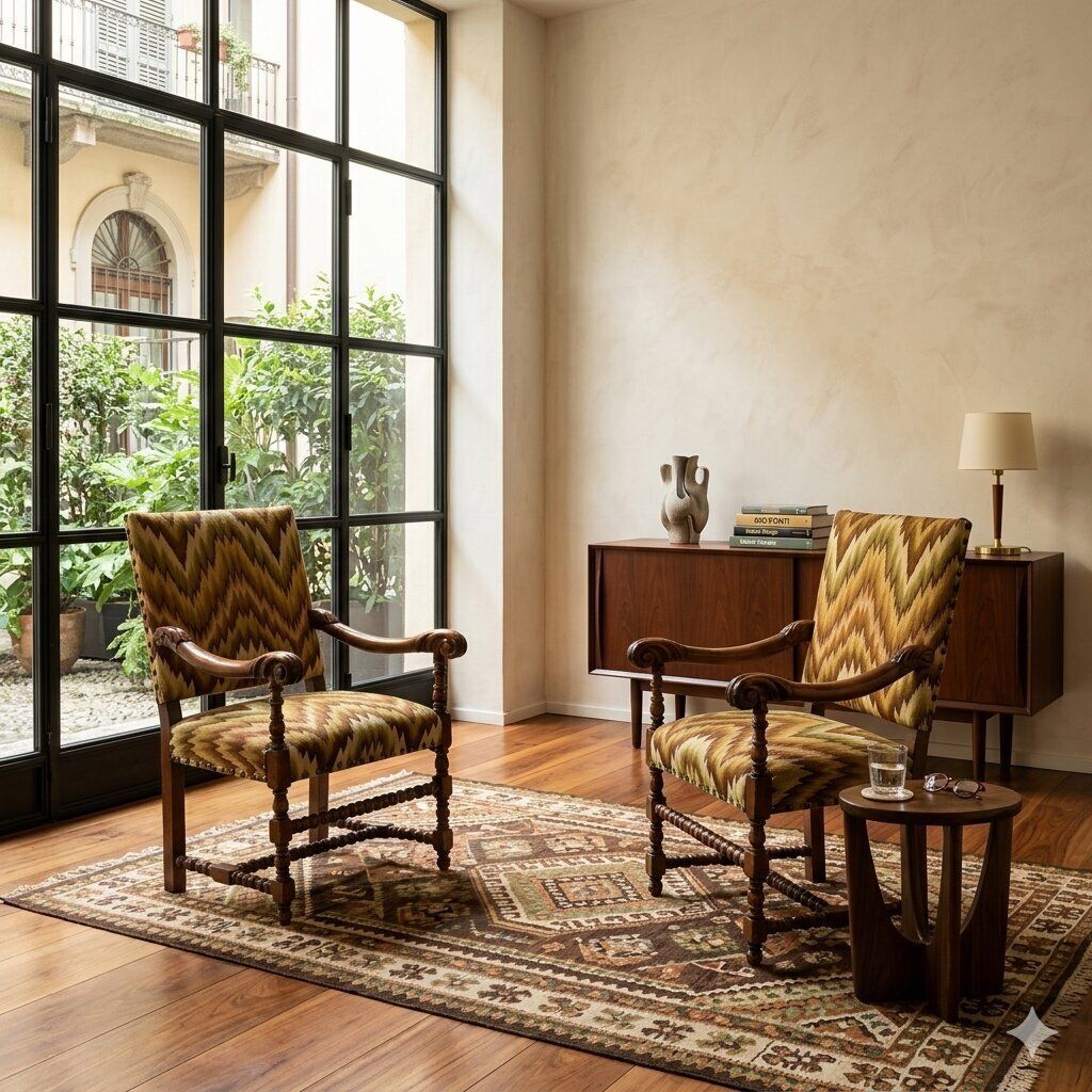 Baroque Armchairs Beech Linden Fabric XVIII Century photo furniture