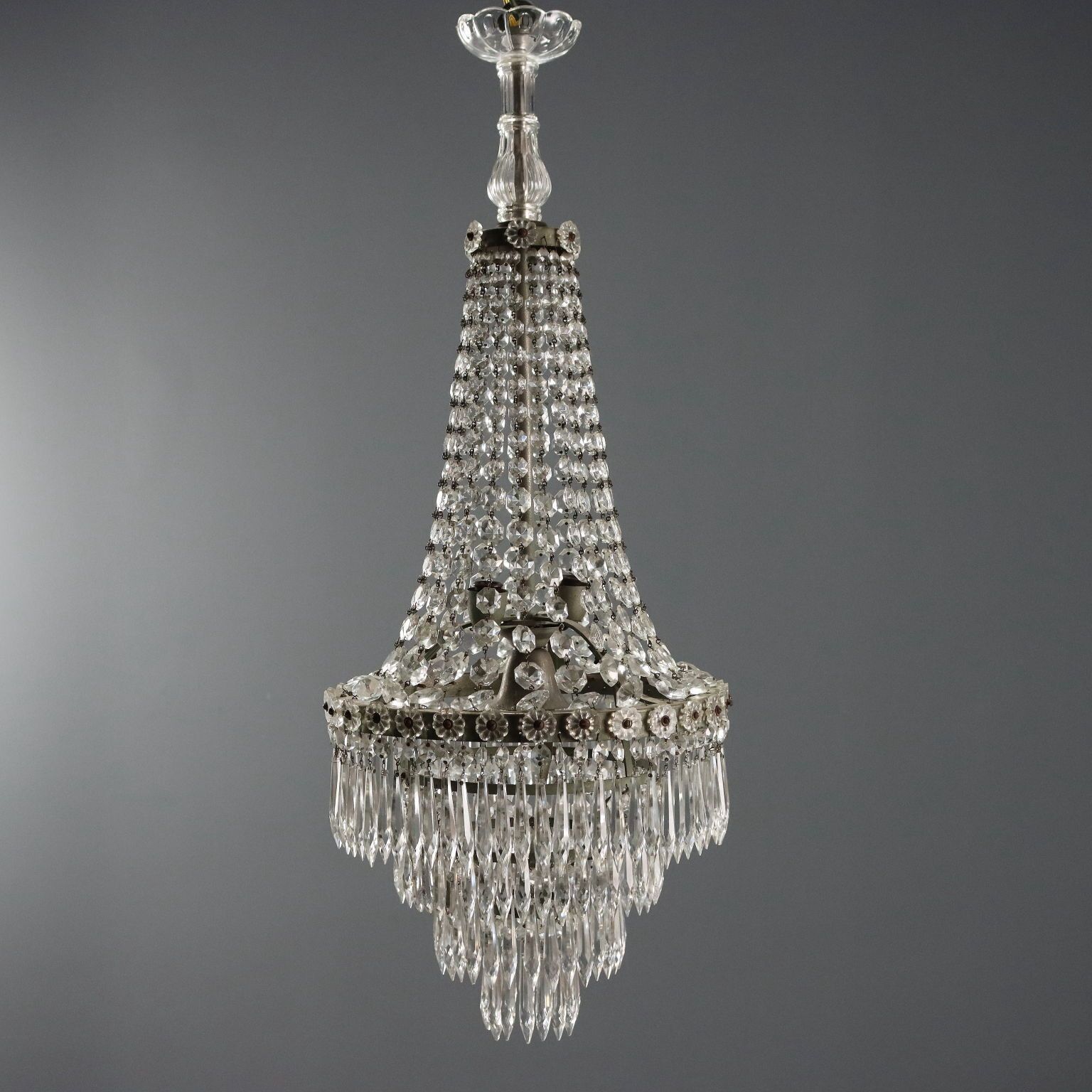 Antique Balloon Shaped Chandelier Glass Italy XIX Century photo for sale
