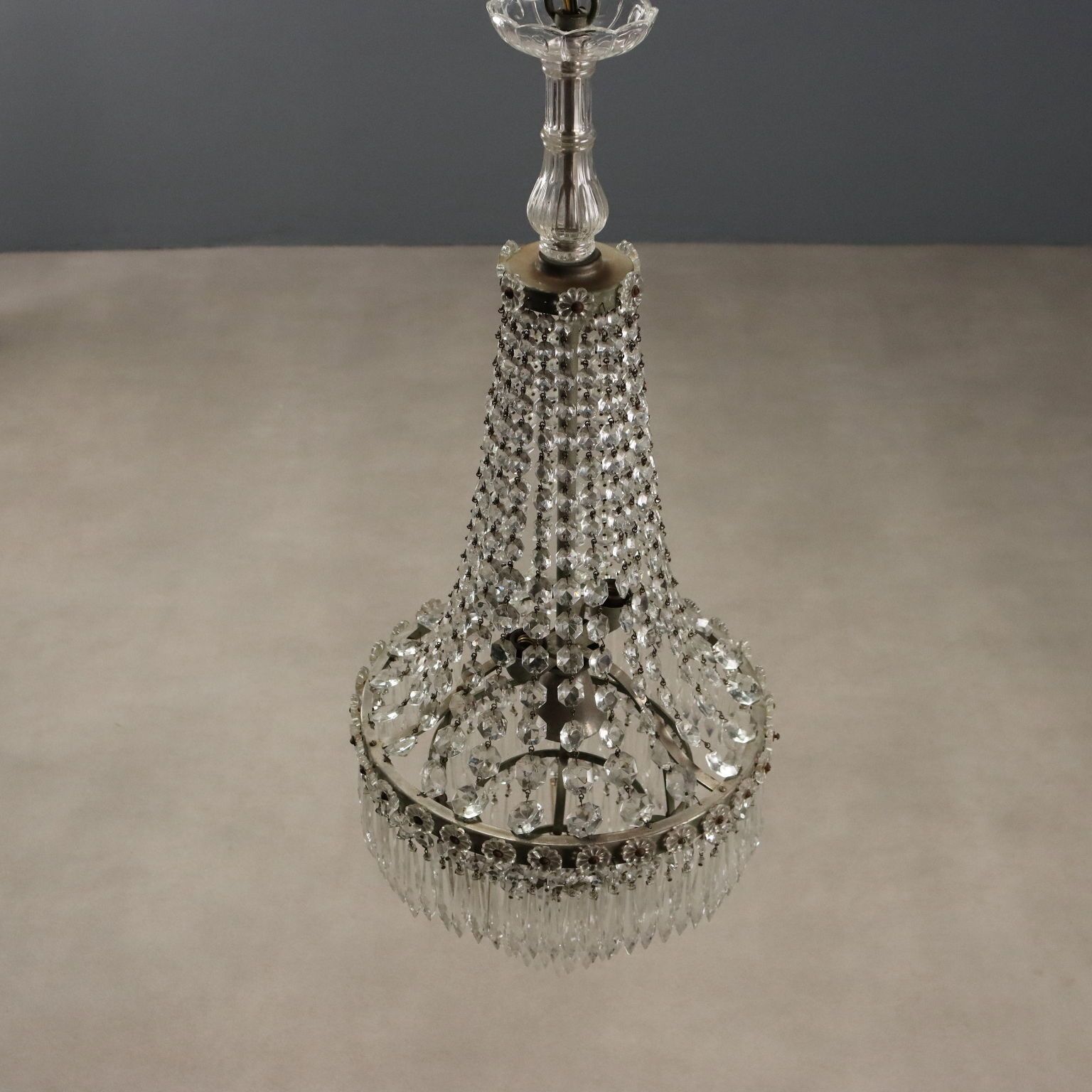 Antique Balloon Shaped Chandelier Glass Italy XIX Century photo vintage