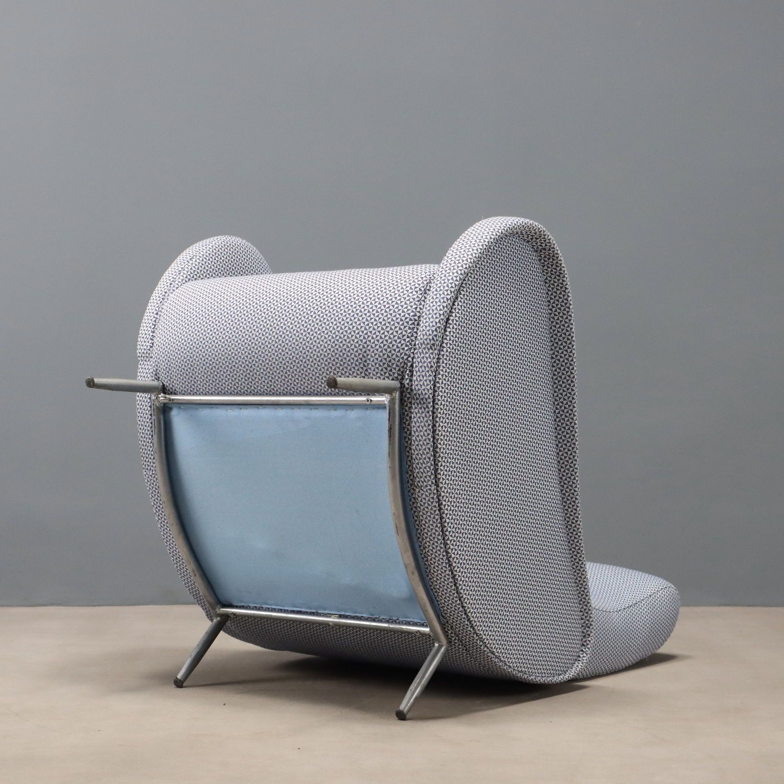 photo for sale Vintage Armchair Foam Fabric Metal Design Italy 1960s