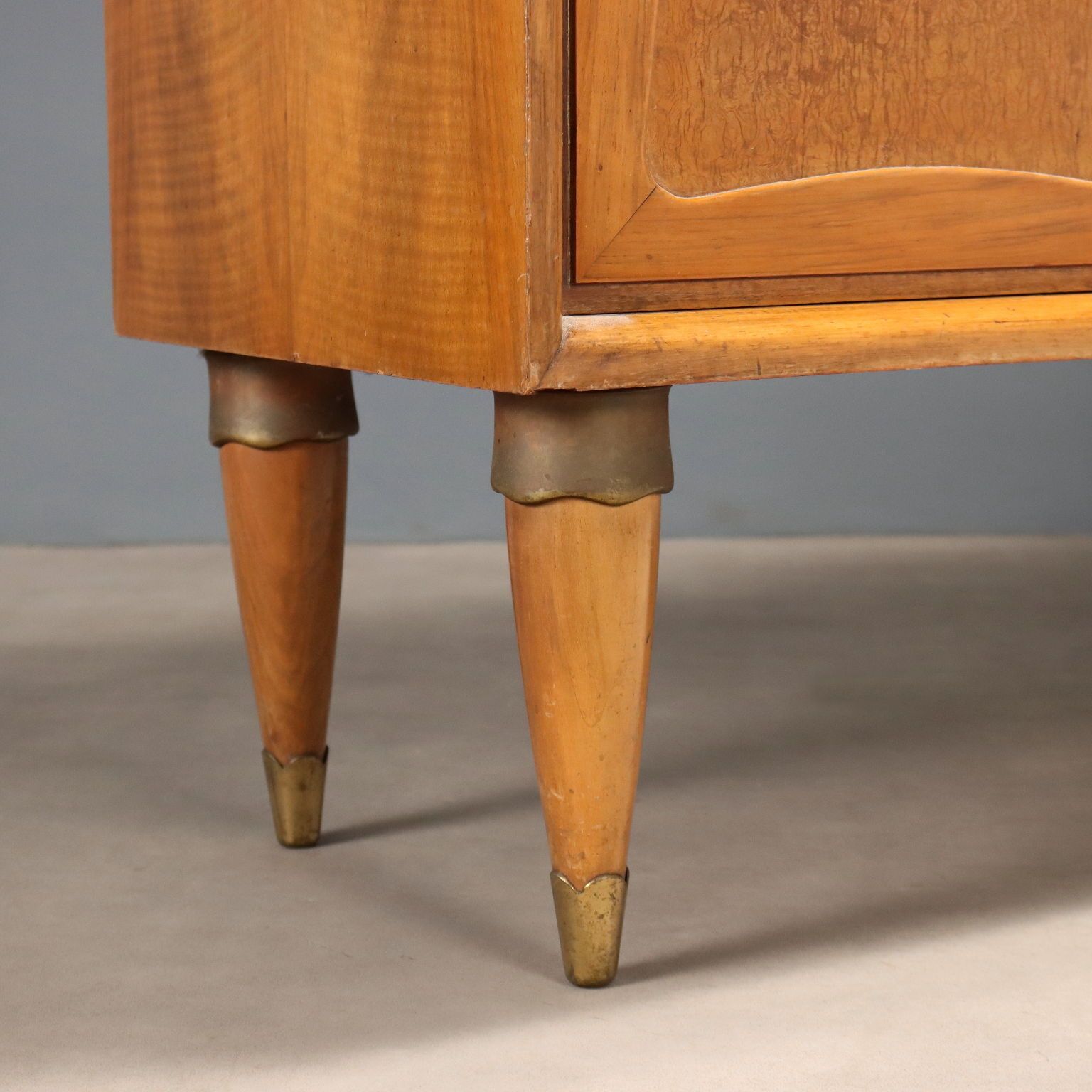 photo for sale Vintage Cupboard Walnut Veneer Burl Design Italy 1950s