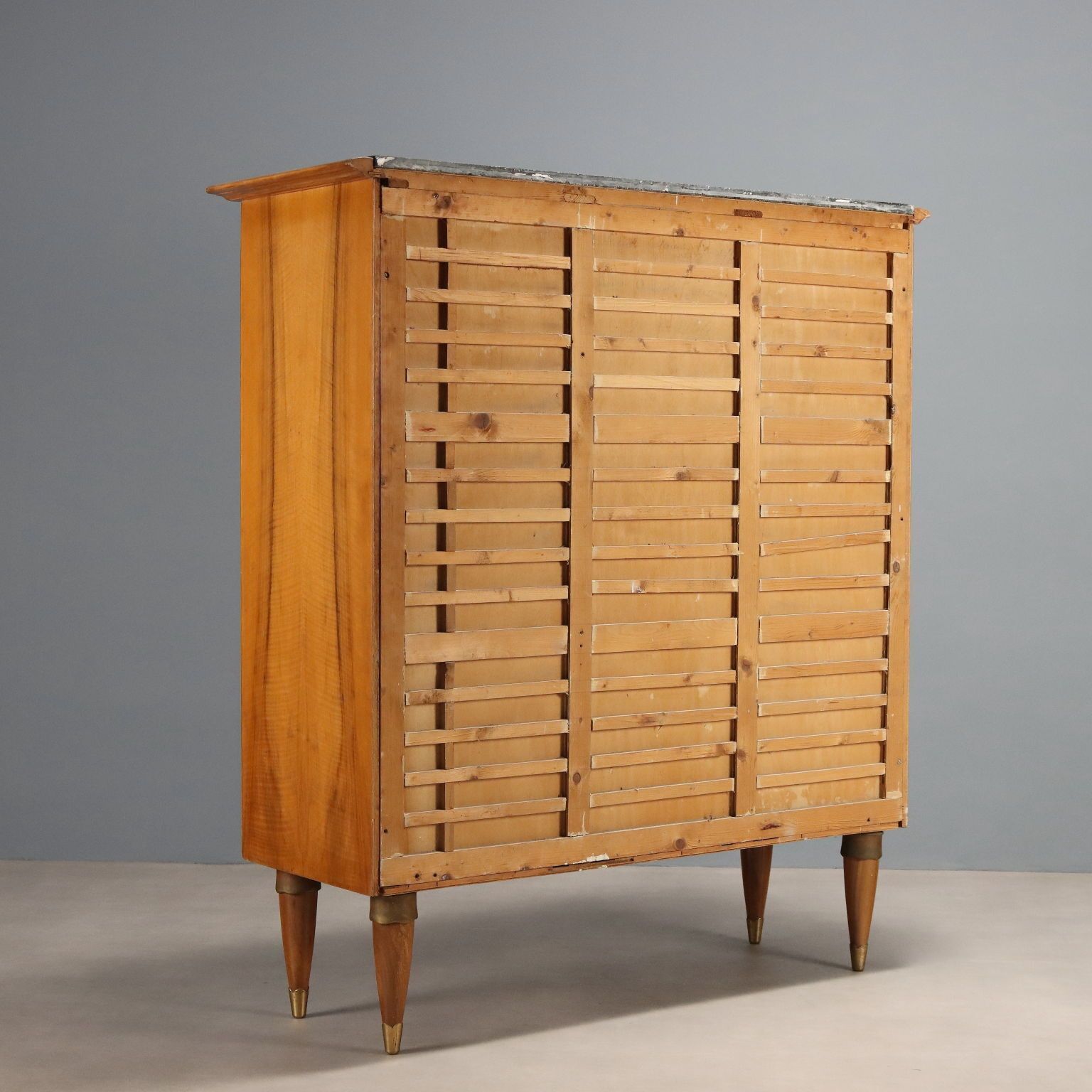 1060.0 Vintage Cupboard Walnut Veneer Burl Design Italy 1950s photo