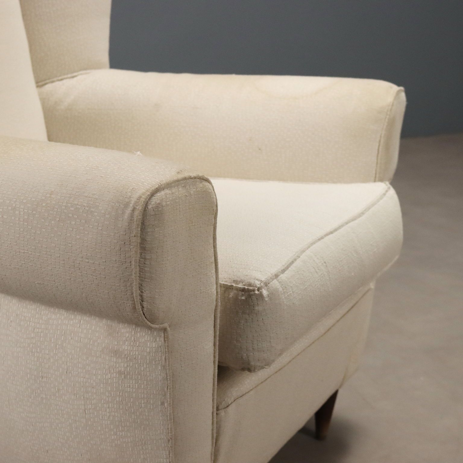 Fauteuil bergère vintage en tissu, hêtre, design années 1950 photo 360.0