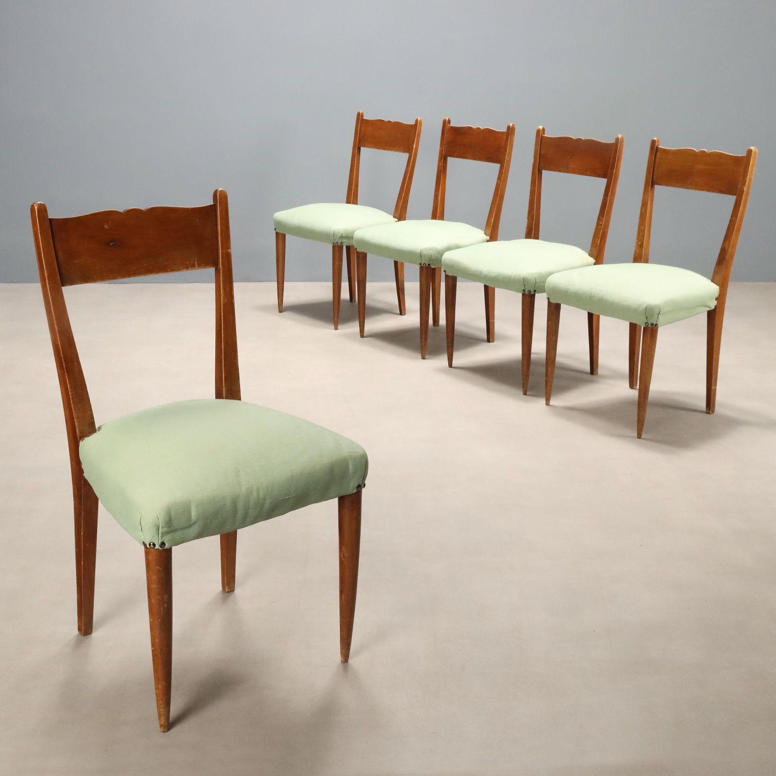 Vintage Chairs Painted Beech Fabric Design Italy 1940s 50s