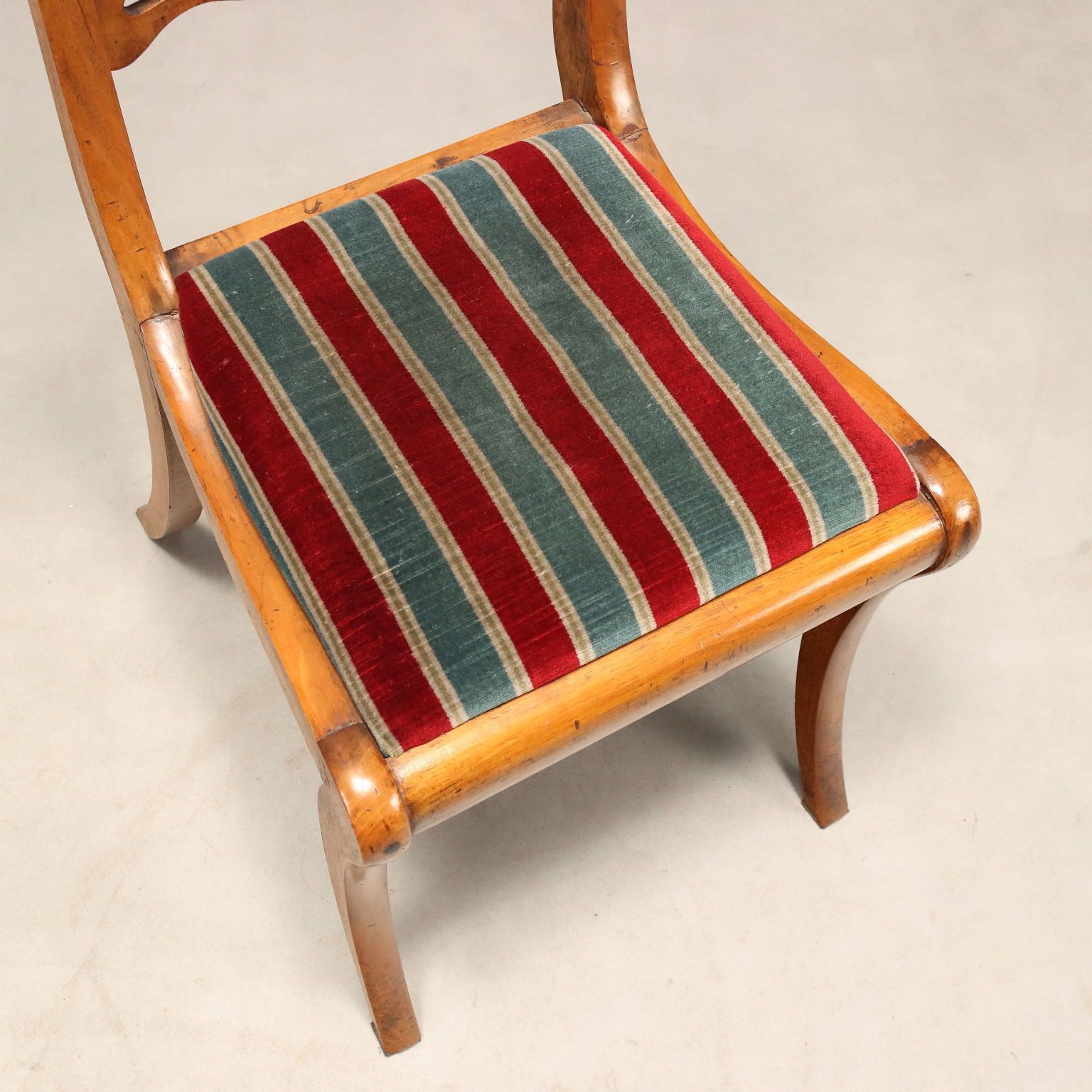 Antique Chairs Walnut Fabric Padding Italy Mid XIX Century photo vintage