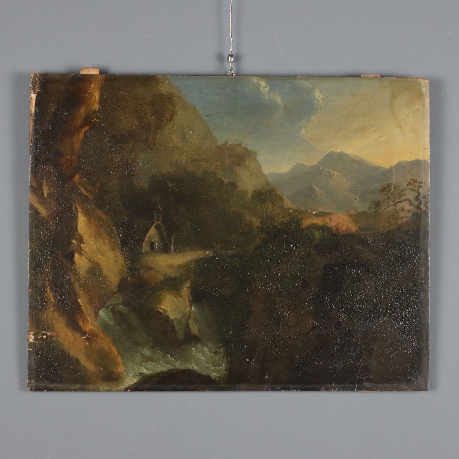 Peinture d'époque, huile sur panneau, « Mountain Glimpse », XIXe siècle