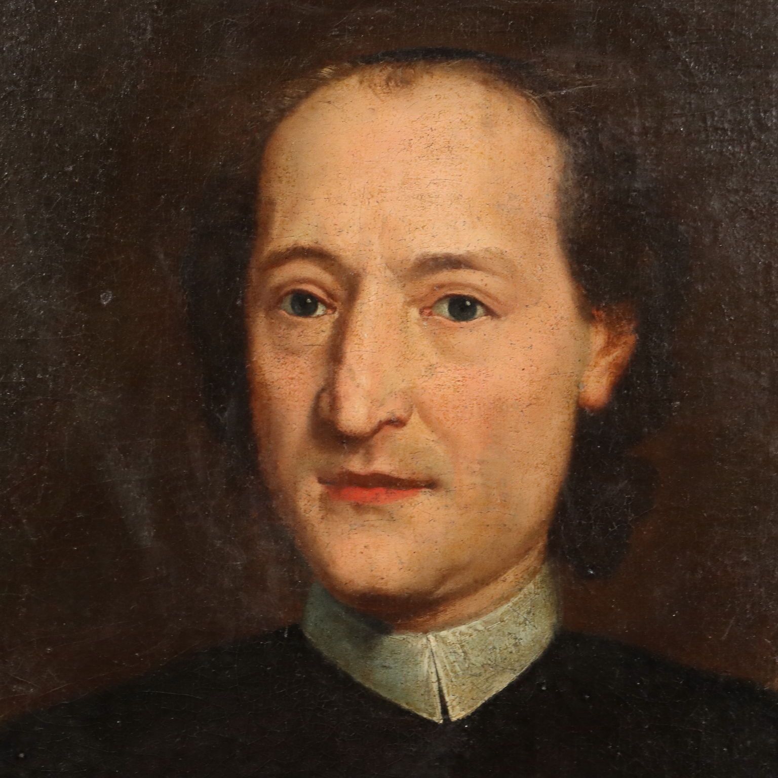 Antique Painting Portrait Of A Clergy Man Oil On Canvas XVIII Century photo Art