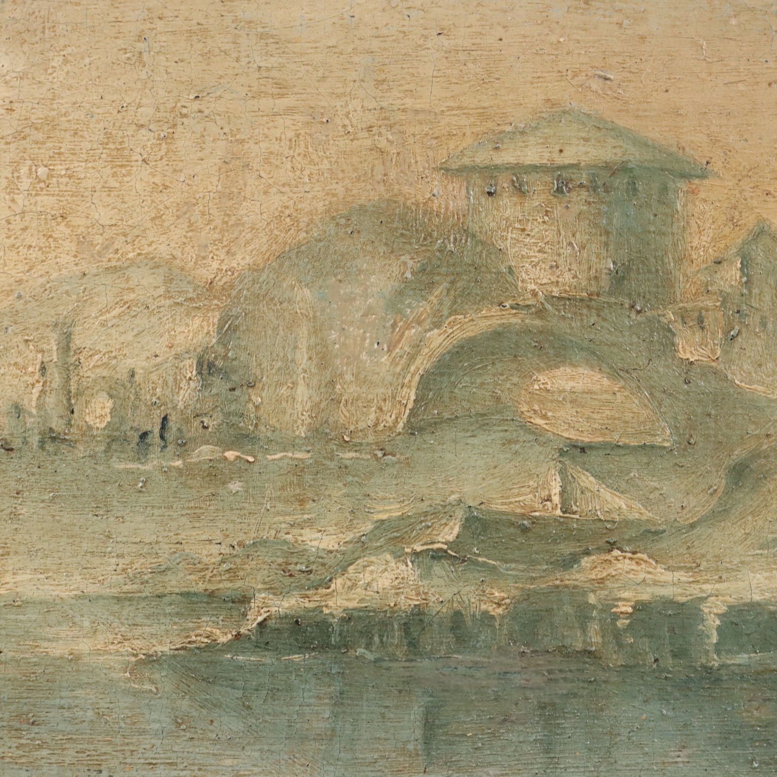 Antiek schilderij, architectonische folly, olieverf op doek, 18e eeuw photo 770.0