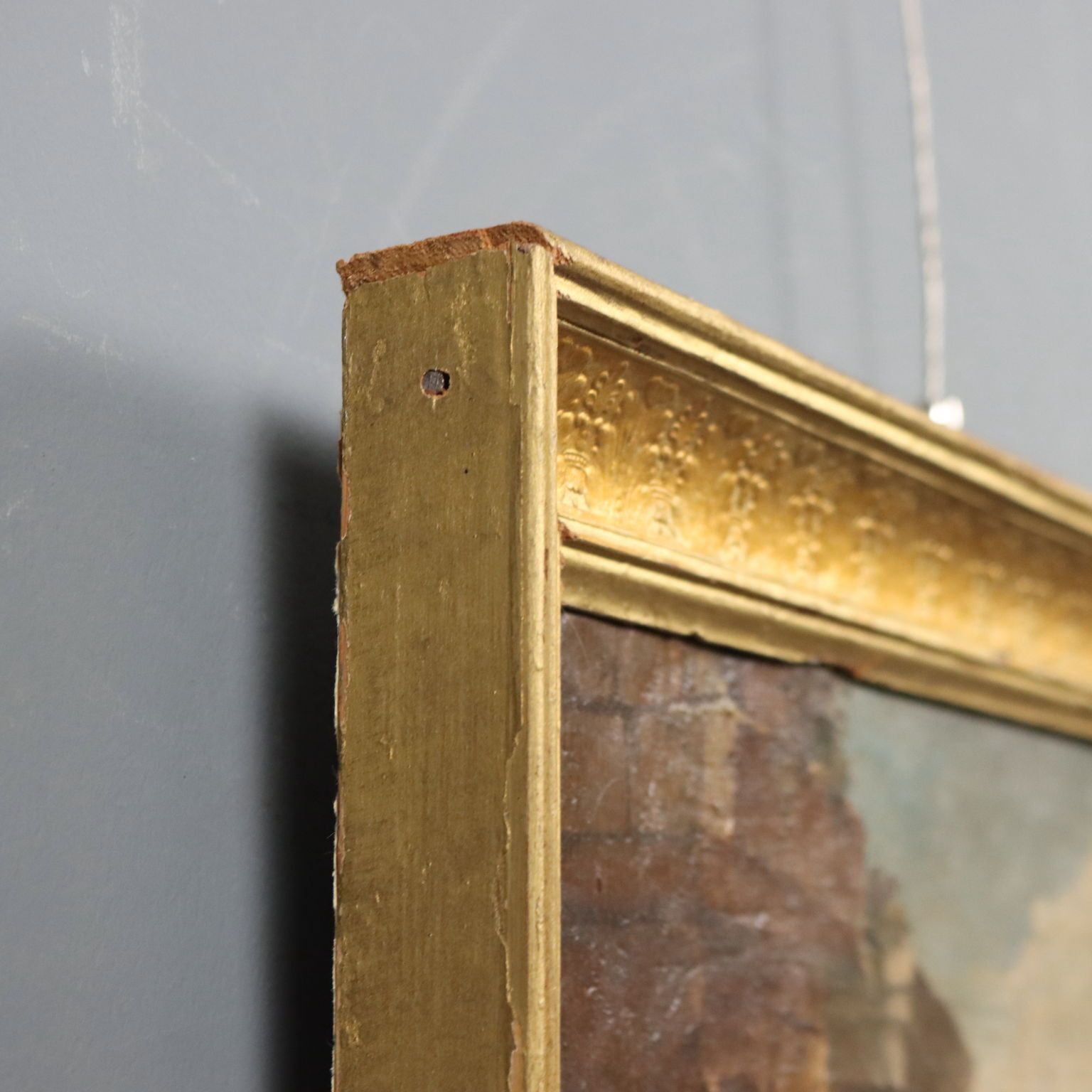 Antique Painting Archictectural Folly Oil On Canvas XVIII Century photo vintage