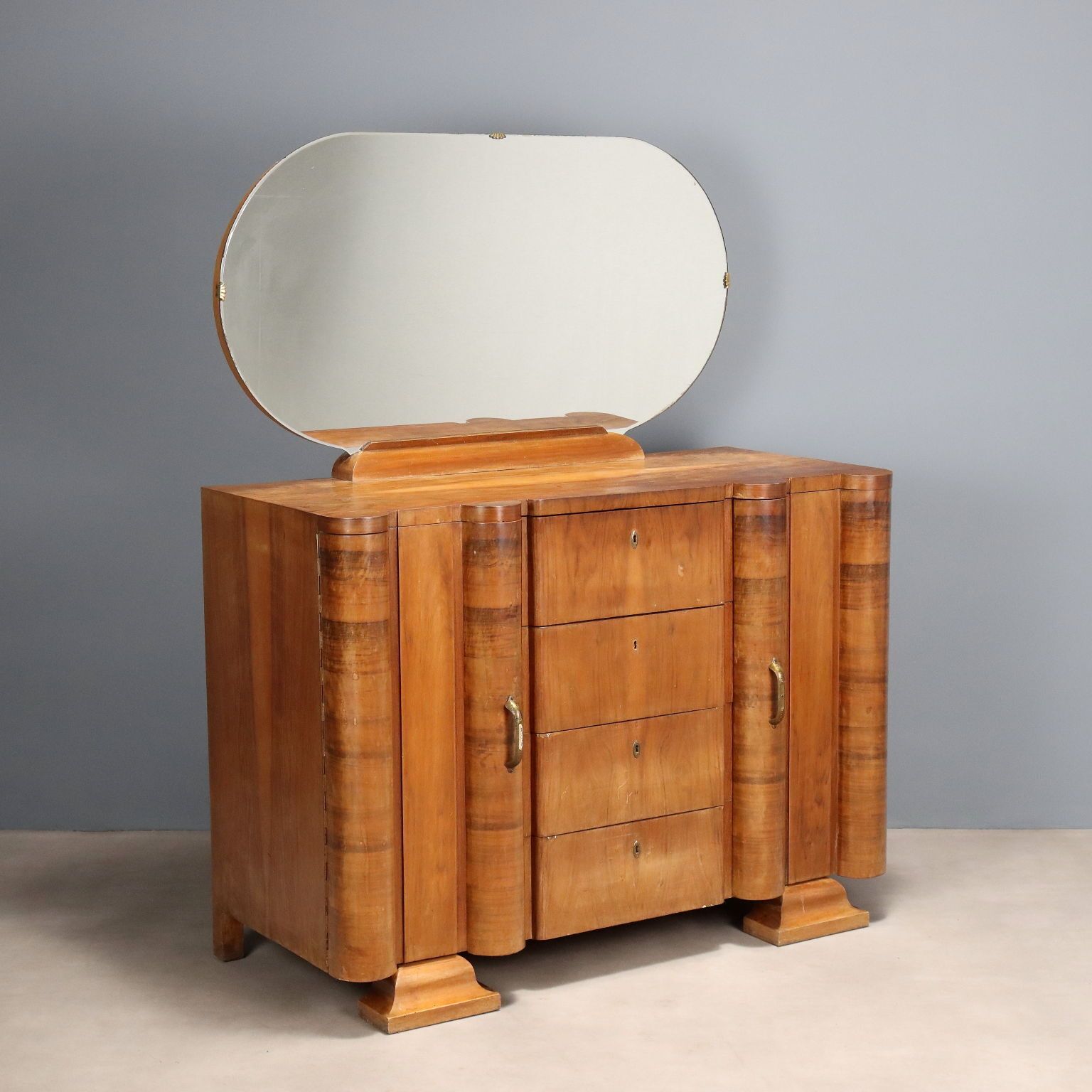 Chest Of Drawers Art Deco Walnut Veneer Glass 1920s 1930s