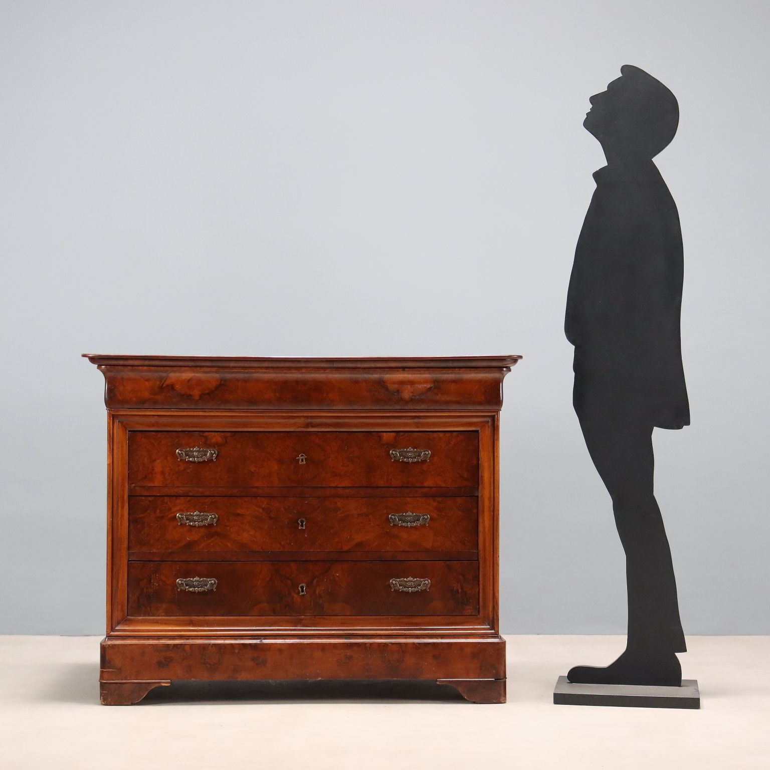 Antique Chest Of Drawers Charles X Walnut Oak 4 Drawers XIX Century photo for sale