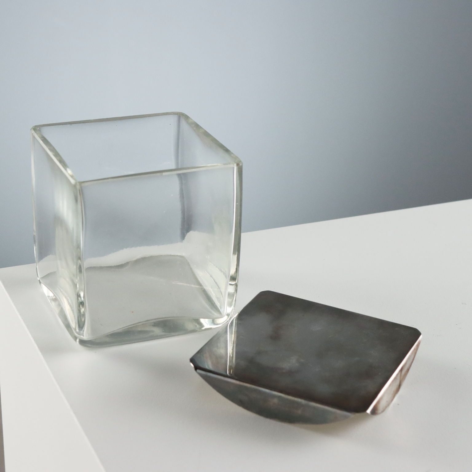 Coffret vintage en verre et métal, Lino Sabattini, Italie, années 1960 photo Décoration
