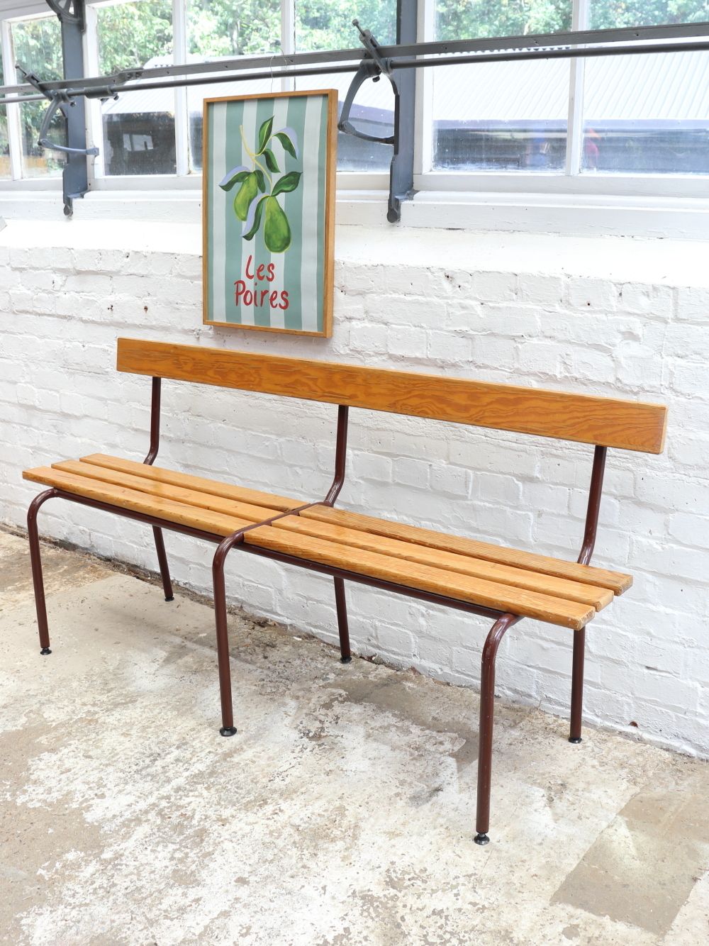 Furniture Vintage French Mullca School Bench photo