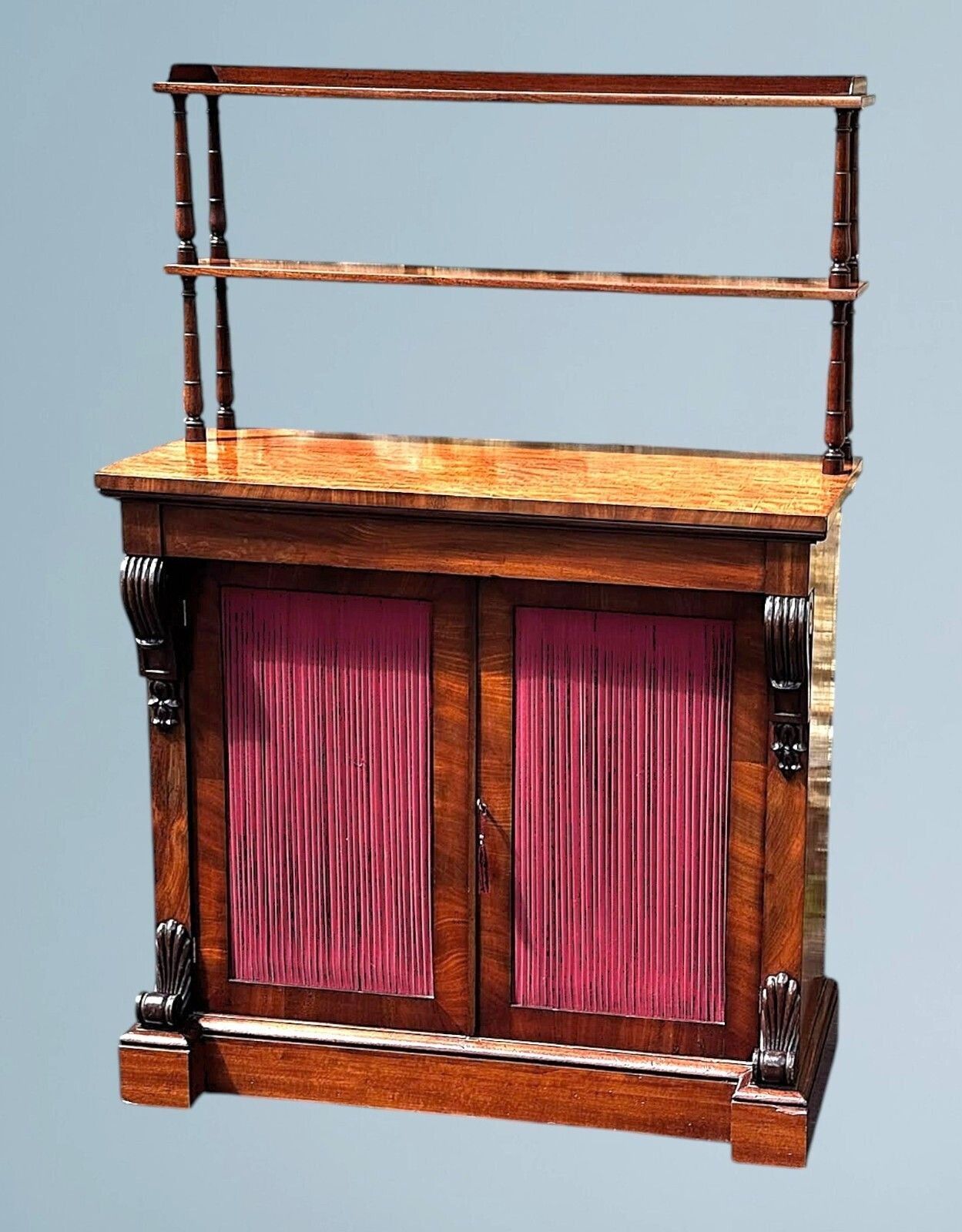 photo furniture 19th Century Victorian Figured Mahogany Two Door Chiffonier