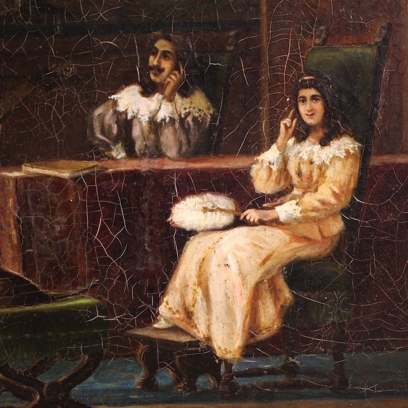 Italian Interior Scene Painting Signed F. Bonati 1913 photo vinterior