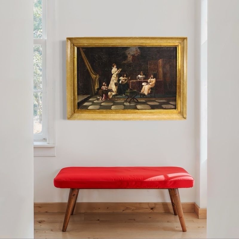 Italian Interior Scene Painting Signed F. Bonati 1913 photo buy