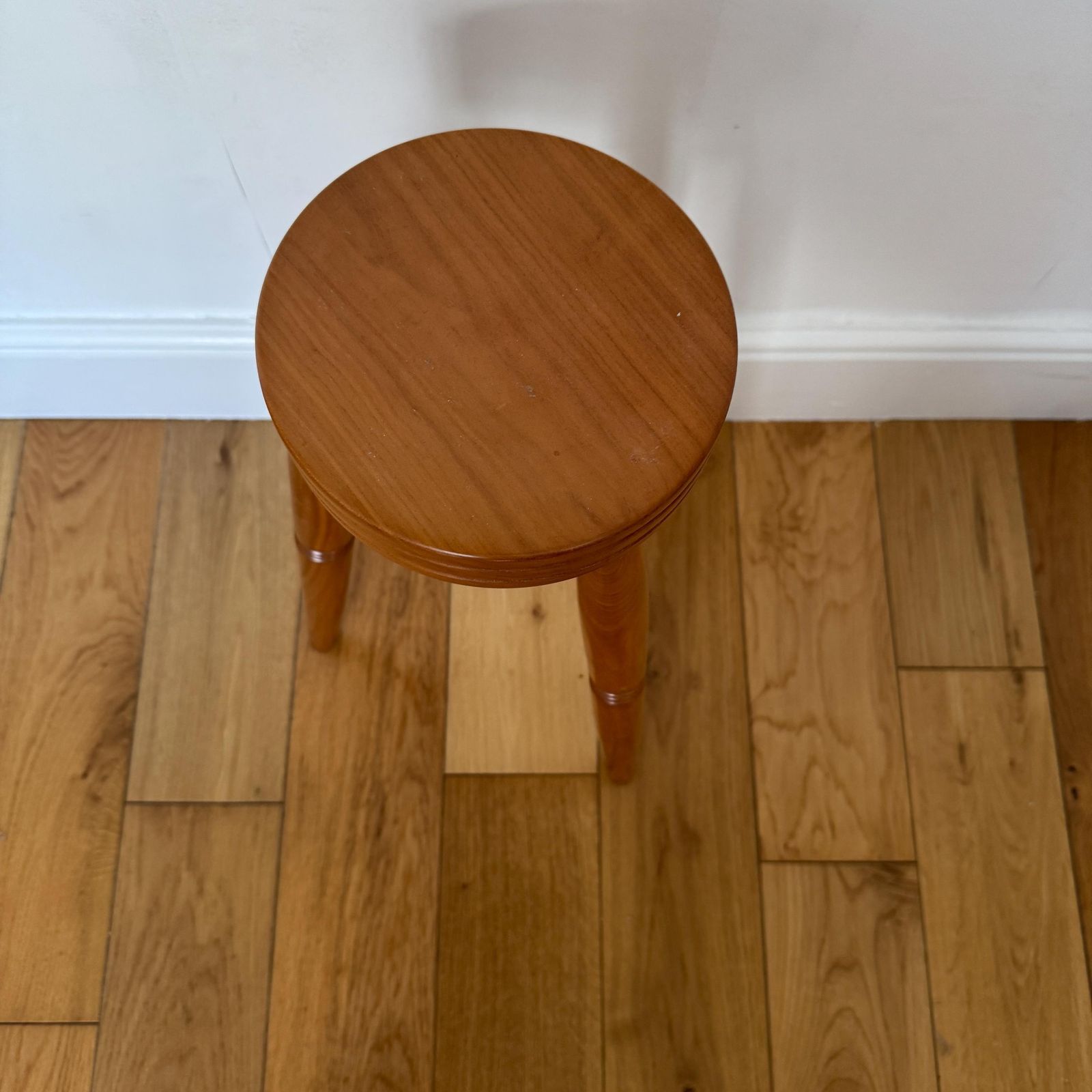 Furniture Vintage Wooden Three‑Leg Stools – Hand‑Turned Solid Wood Rustic Farmhouse Seating / Side Tables photo