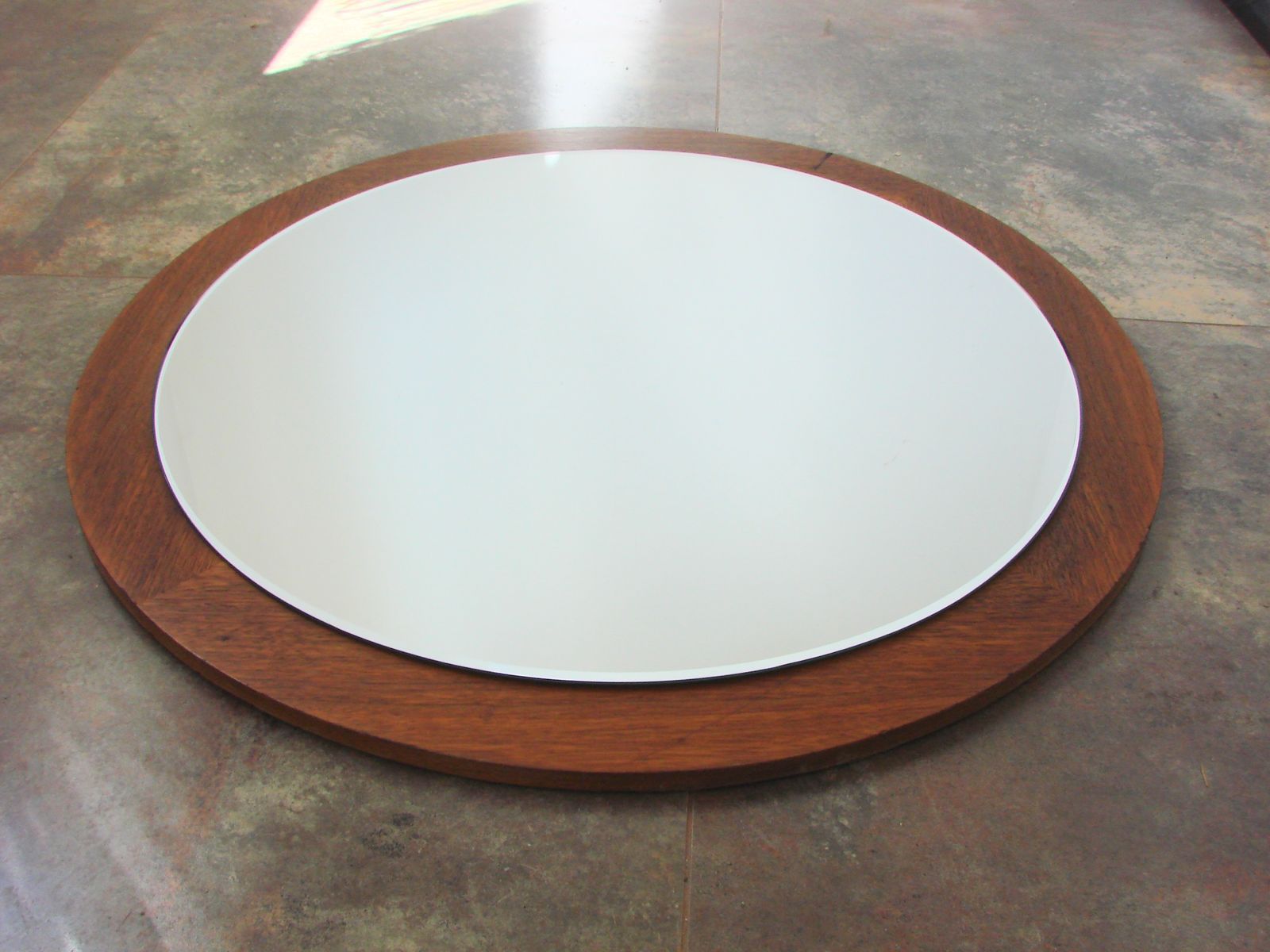 Ronde Teakhouten Spiegel, Jaren 1970 – Vintage, Diameter 70 Cm photo buy