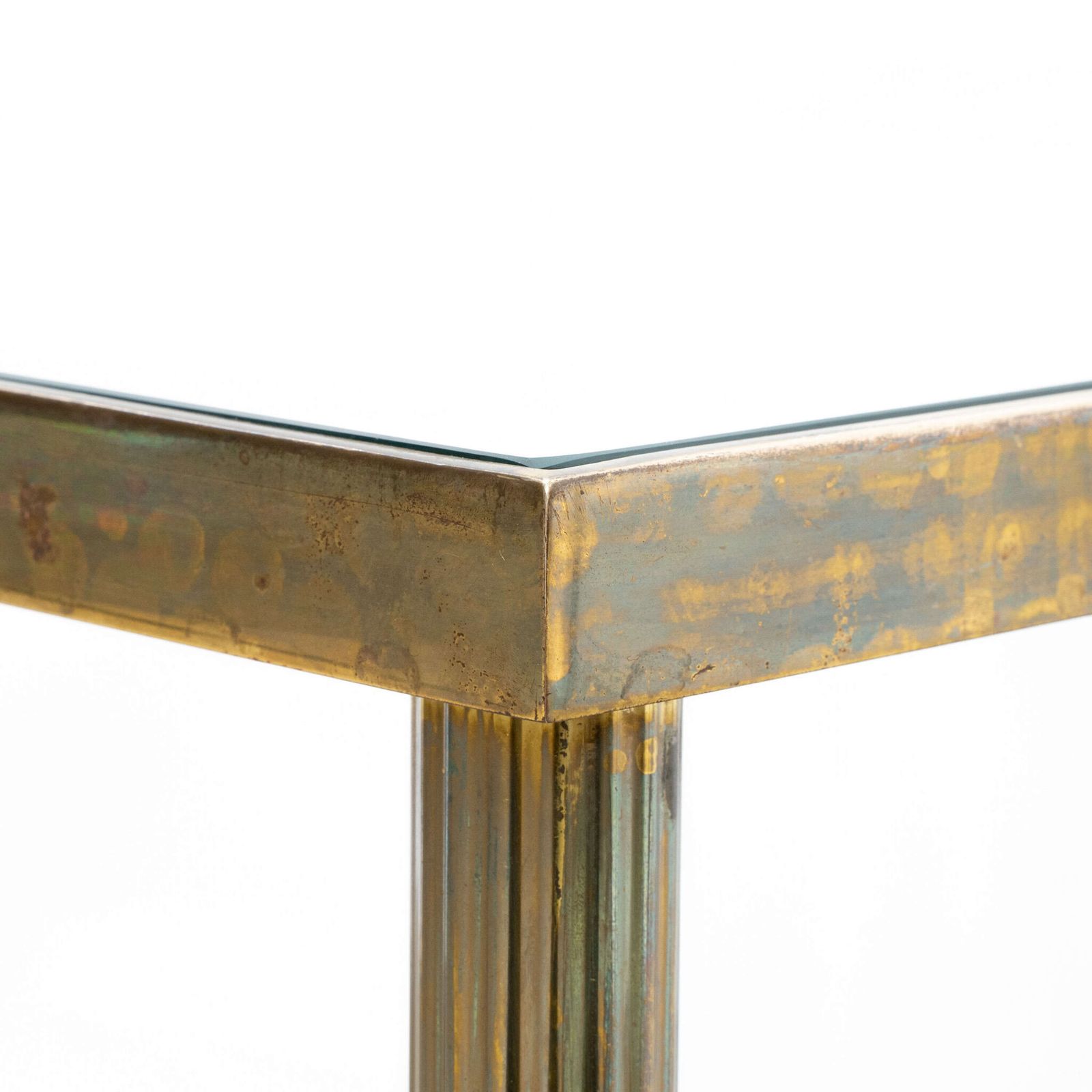 Pair Of French Mod Century Brass And Glass Low Tables photo for sale