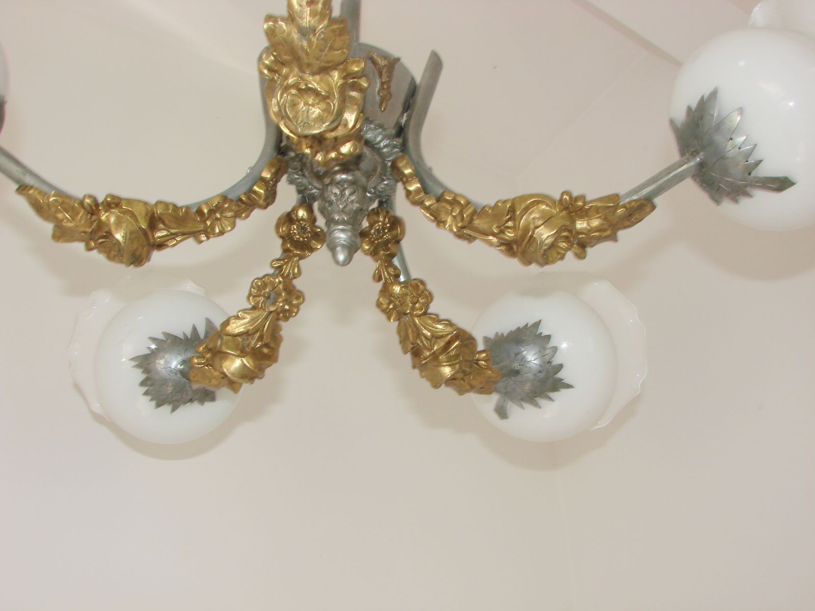 Art Nouveau Hanglamp, Ca. Jaren 1950 – 5 Lichtpunten photo Verlichting
