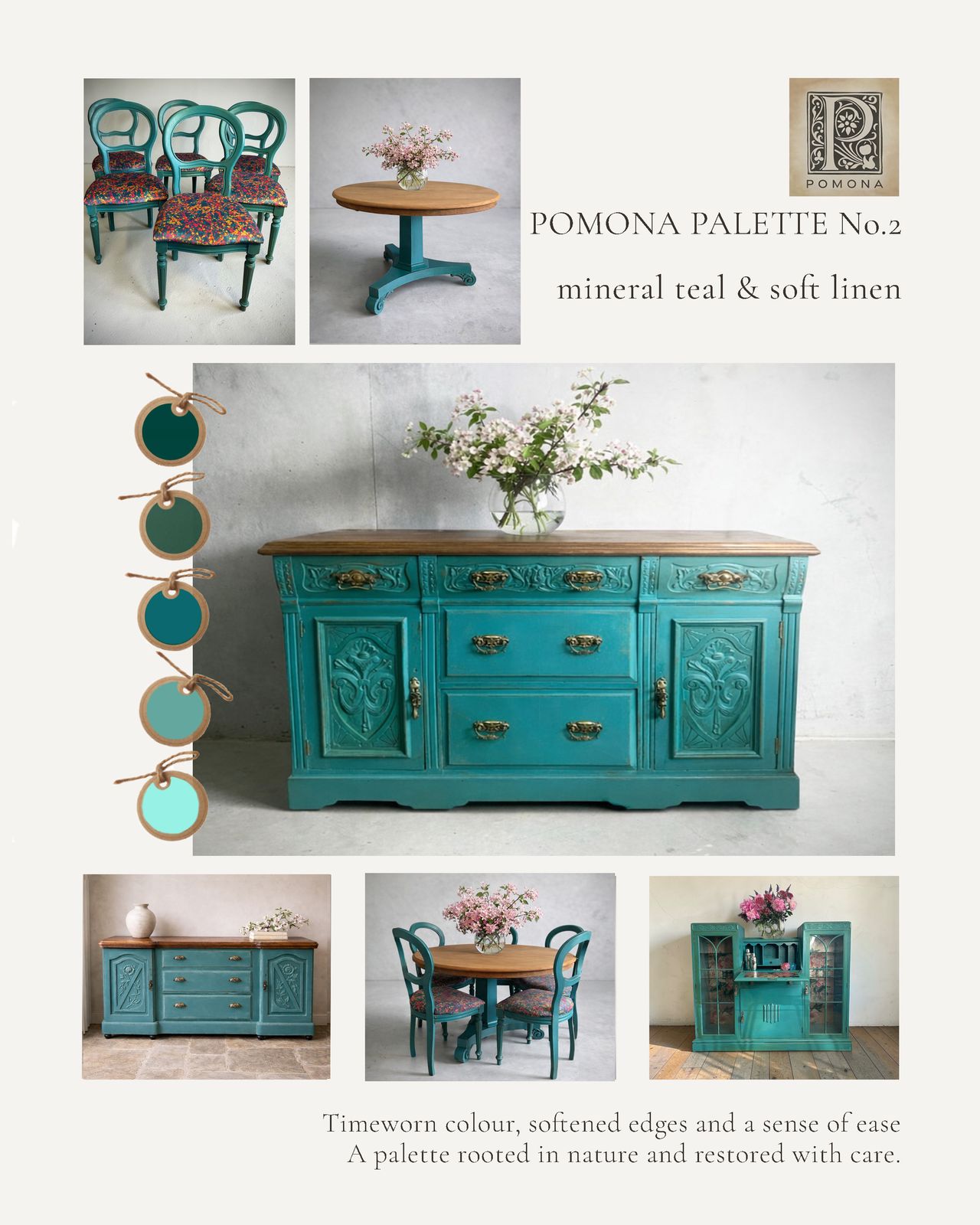 Set Of Six Hand Finished Dining Chairs In Farrow & Ball "Vardo" With Clarissa Hulse Velvet photo 1255.0