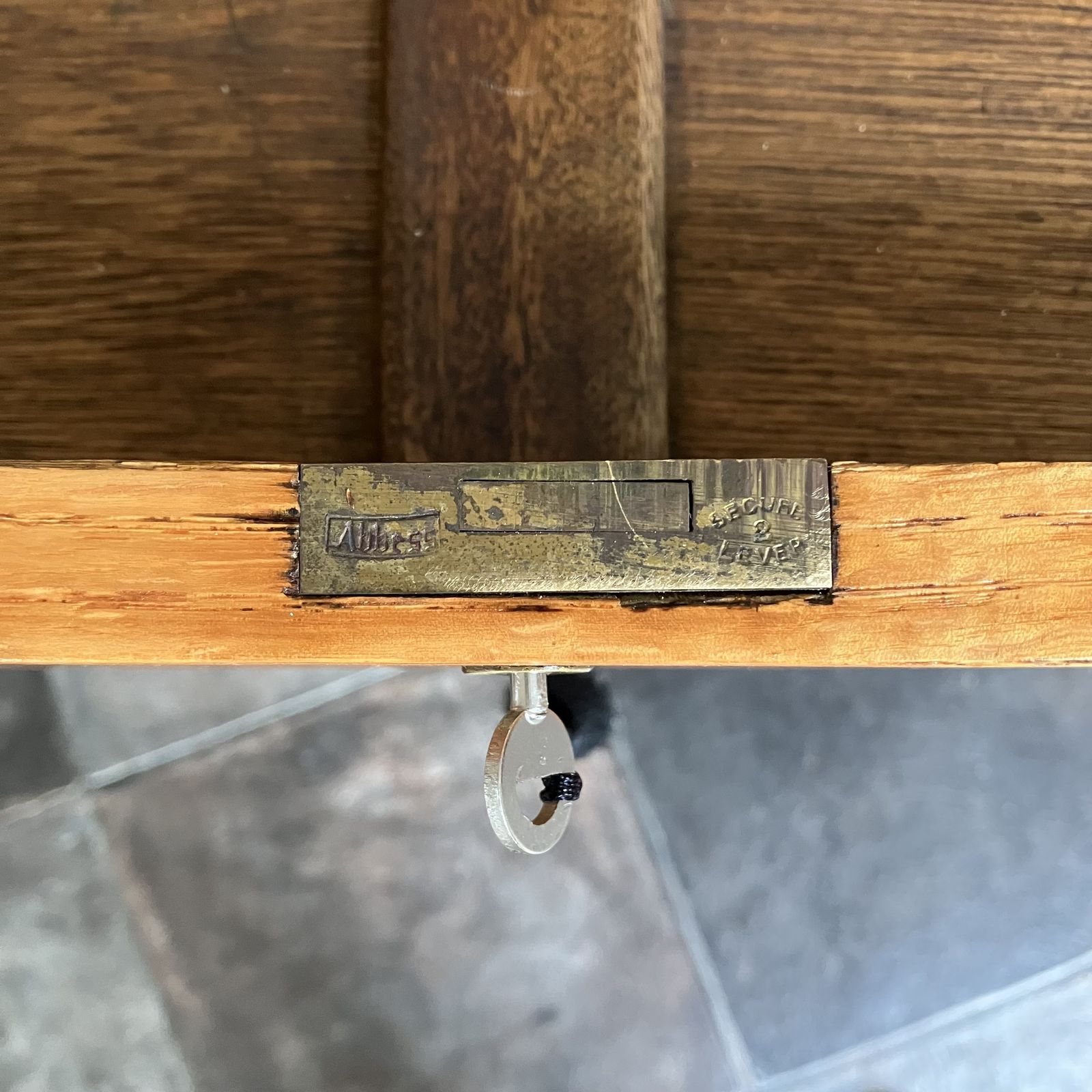 photo for sale Refurbished Mid Century 1950's Oak Teacher's Desk By Abbess, Lockable