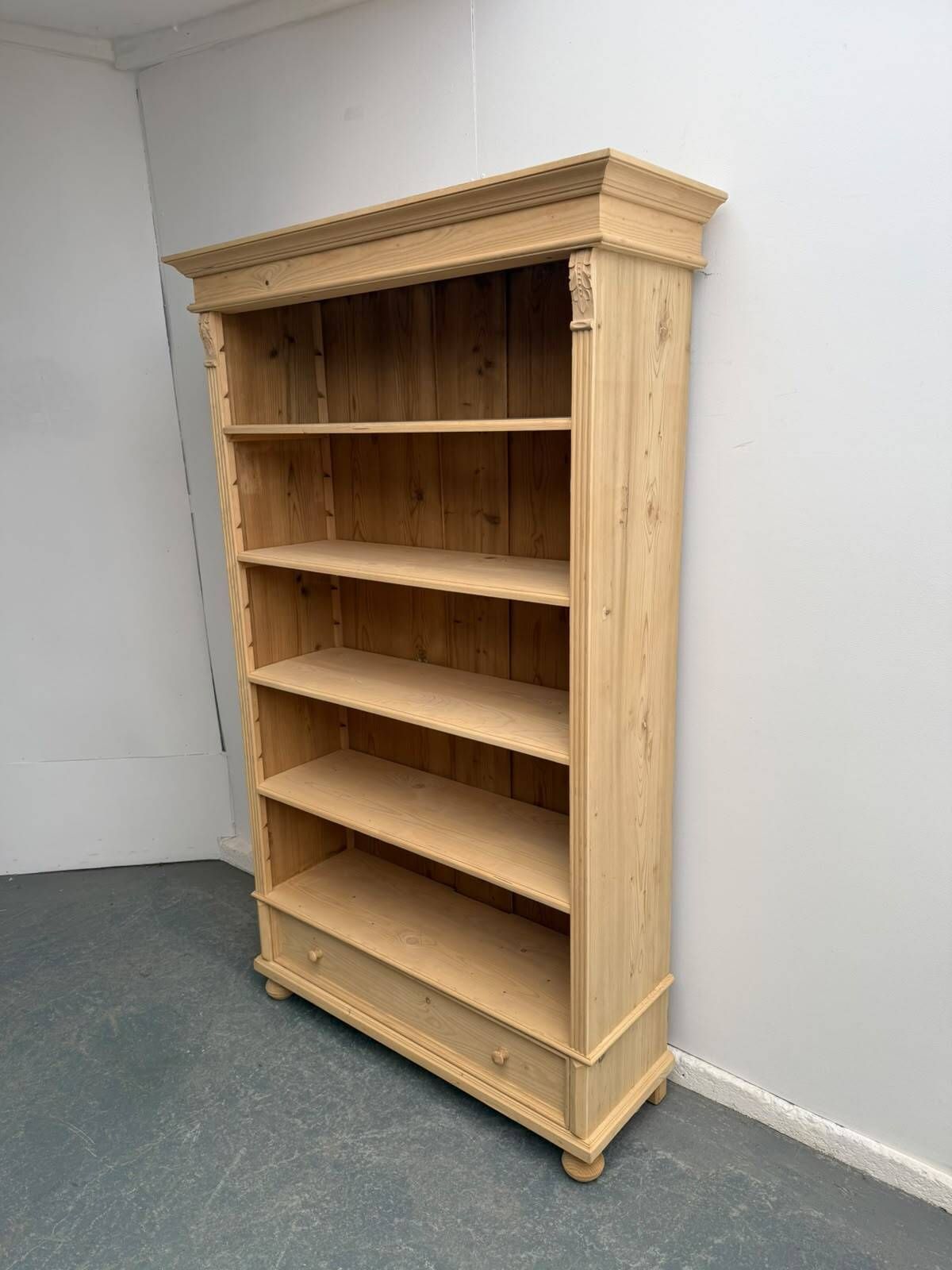 A Fabulous Large Antique Pine Adjustable Office Bookshelf To Wax/Paint