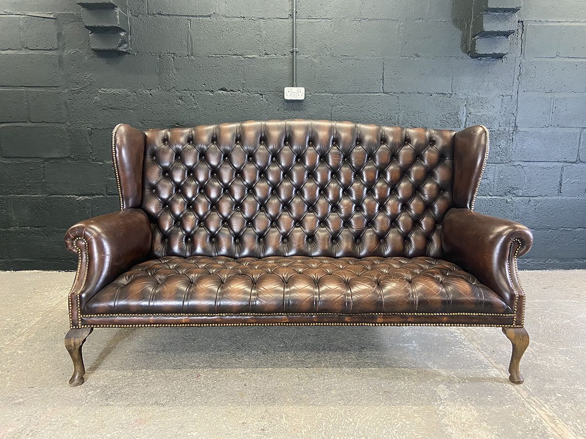 Wingback Chesterfield Style Sofa, Circa 1980s. photo furniture
