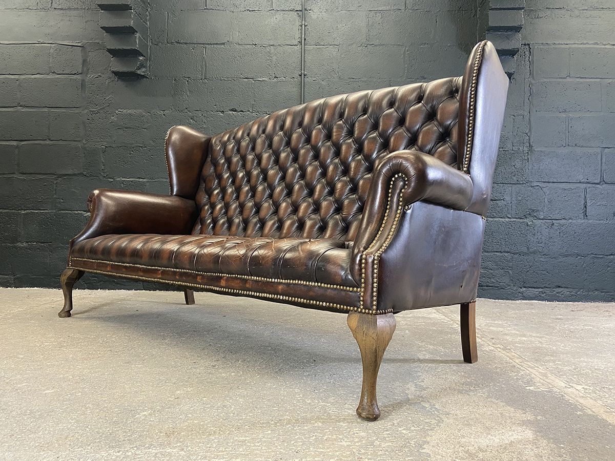 Wingback Chesterfield Style Sofa, Circa 1980s. photo 1595.0