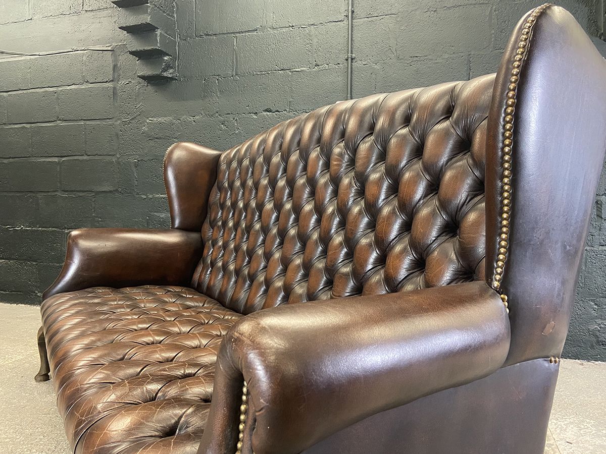 Furniture Wingback Chesterfield Style Sofa, Circa 1980s. photo
