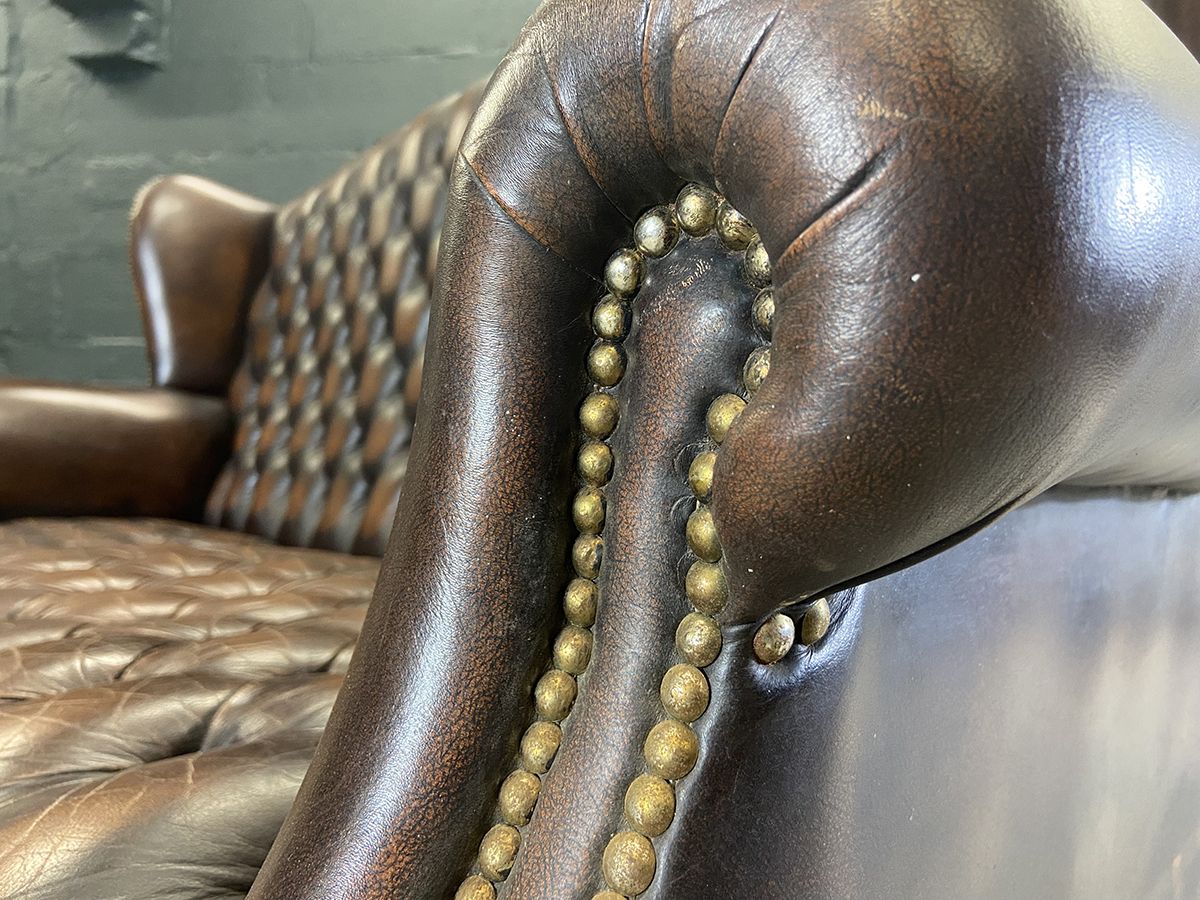 Wingback Chesterfield Style Sofa, Circa 1980s. photo buy