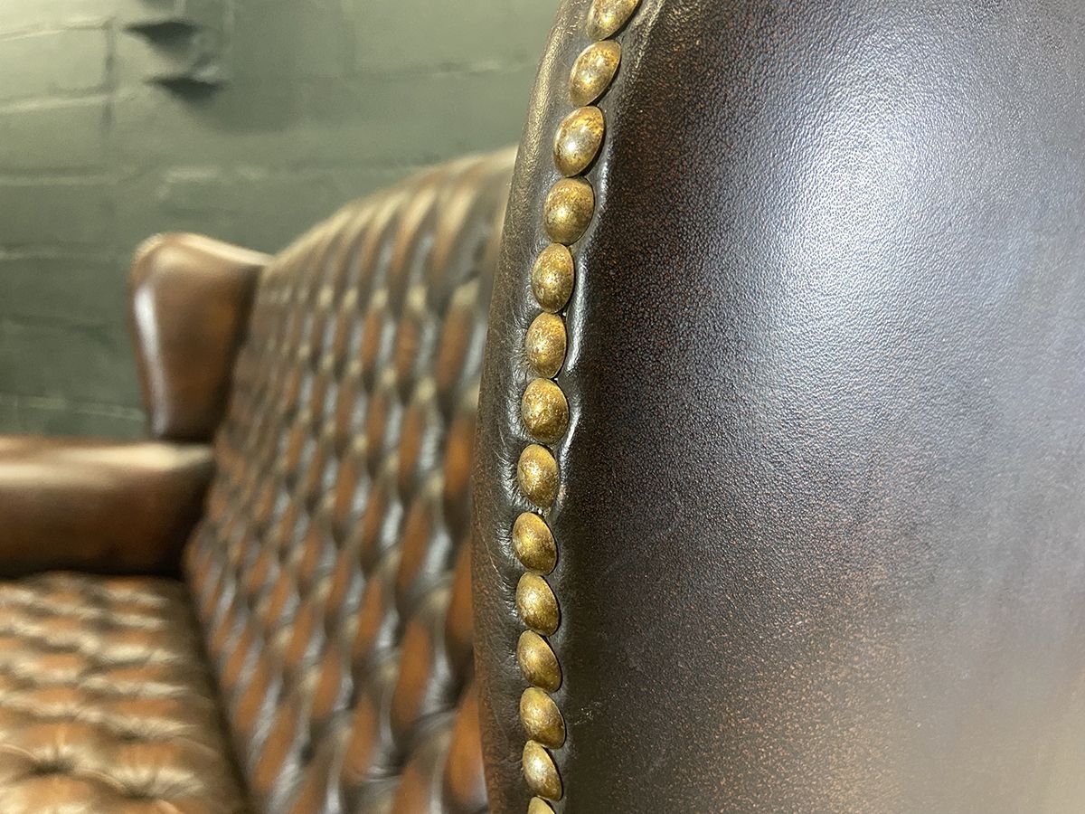 Wingback Chesterfield Style Sofa, Circa 1980s. photo vintage