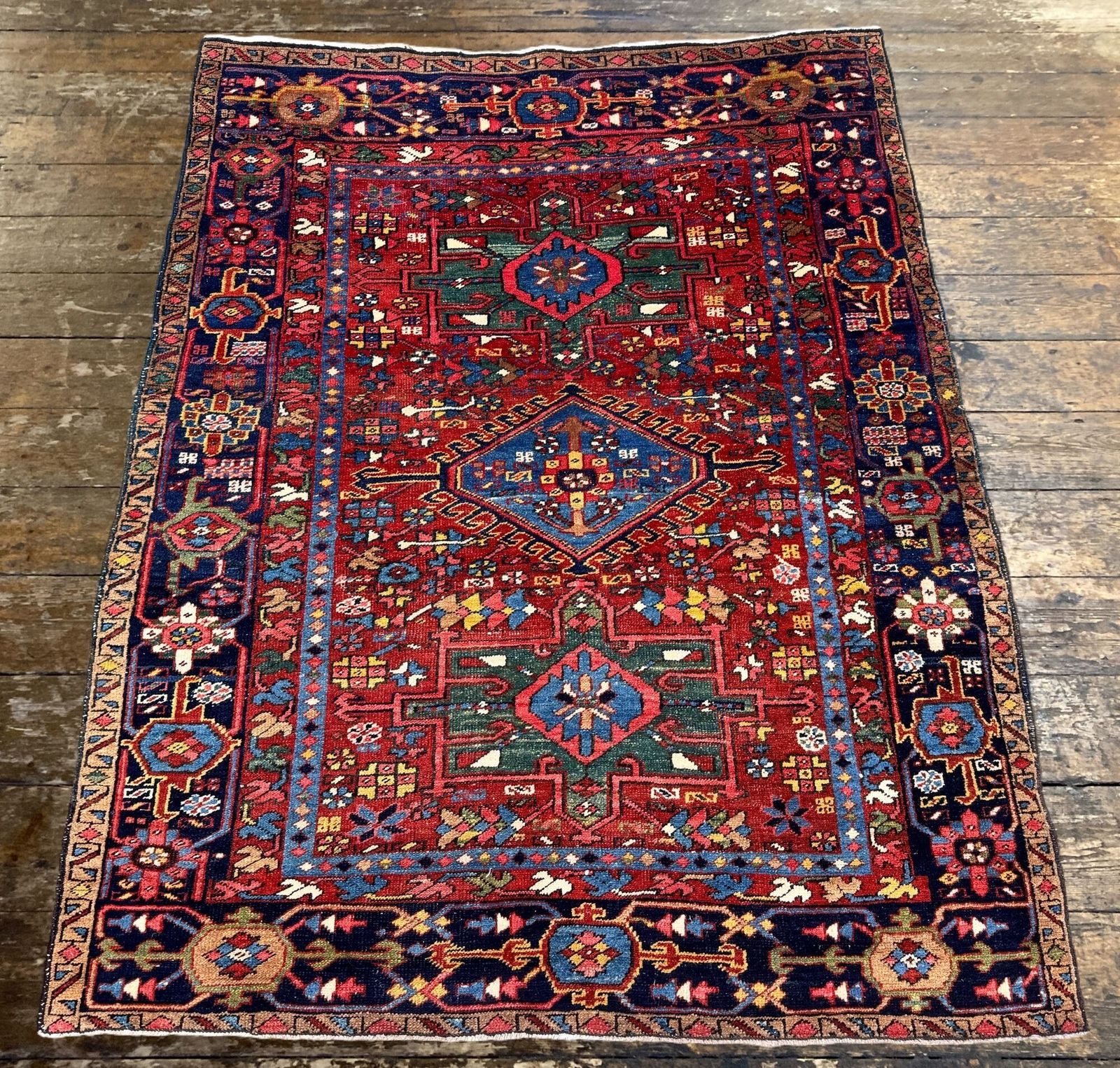 Antiek Heriz tapijt 1,81m x 1,44m photo Textiel