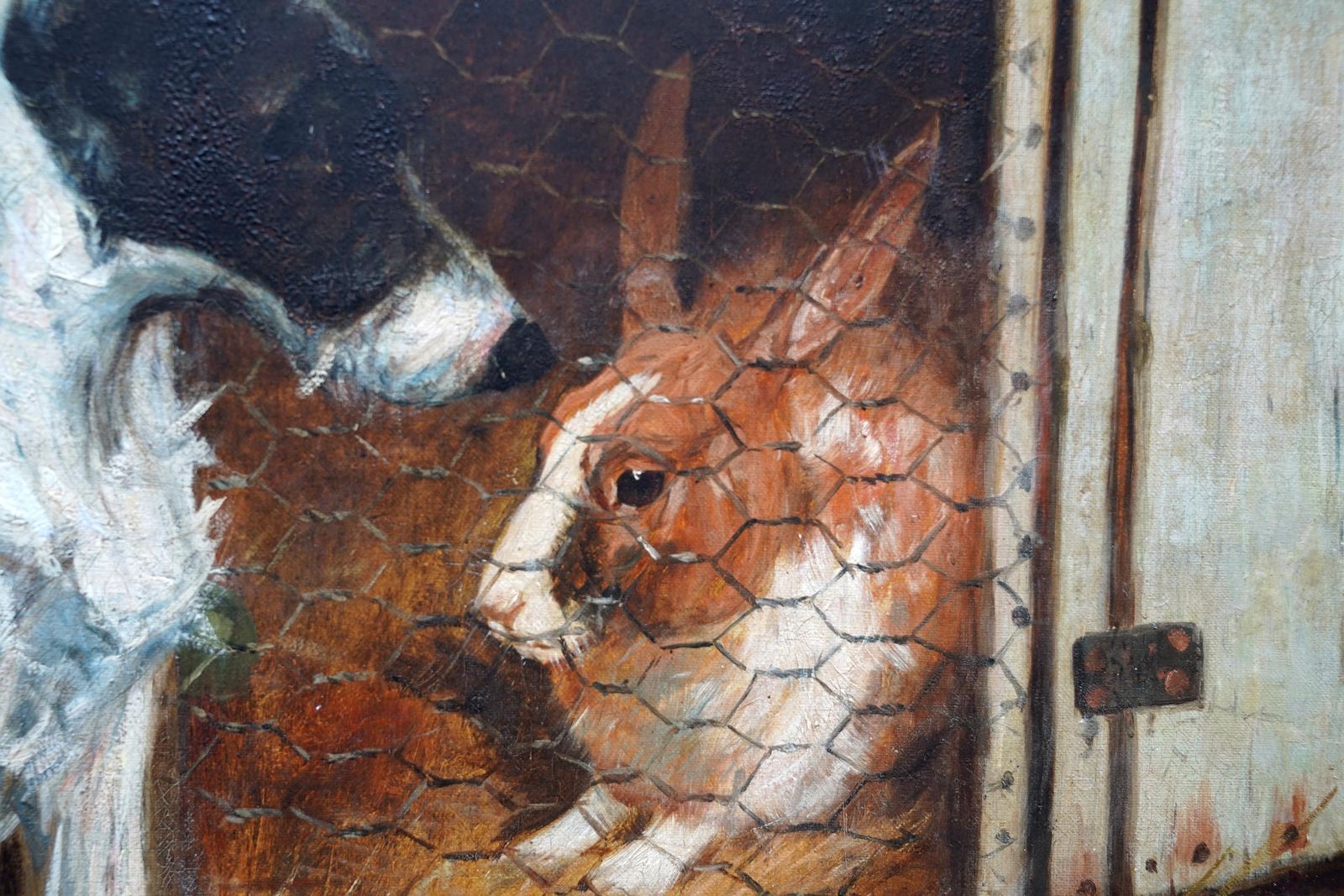 George Paice Portrait Of Dog And Rabbit Friends   British Animal Art Oil Painting Friendship 1898 photo vinterior