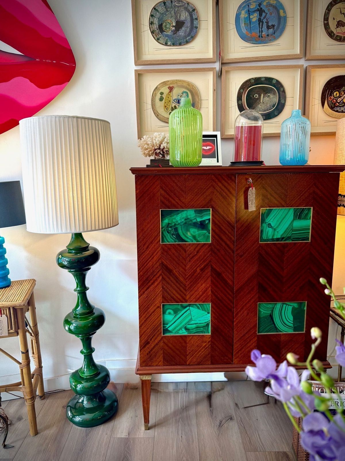 A Large German 1970s Ceramic Green Glazed Floor Lamp By Kaiser Leutchens photo vintage