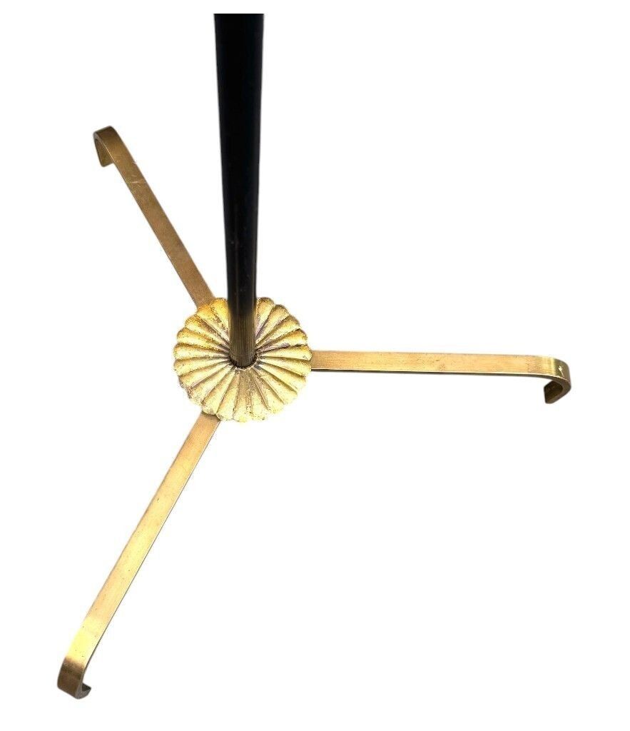 1475.0 An Italian 1960s Black Lacquer And Brass Floor Lamp With Opaline Glass Shades photo