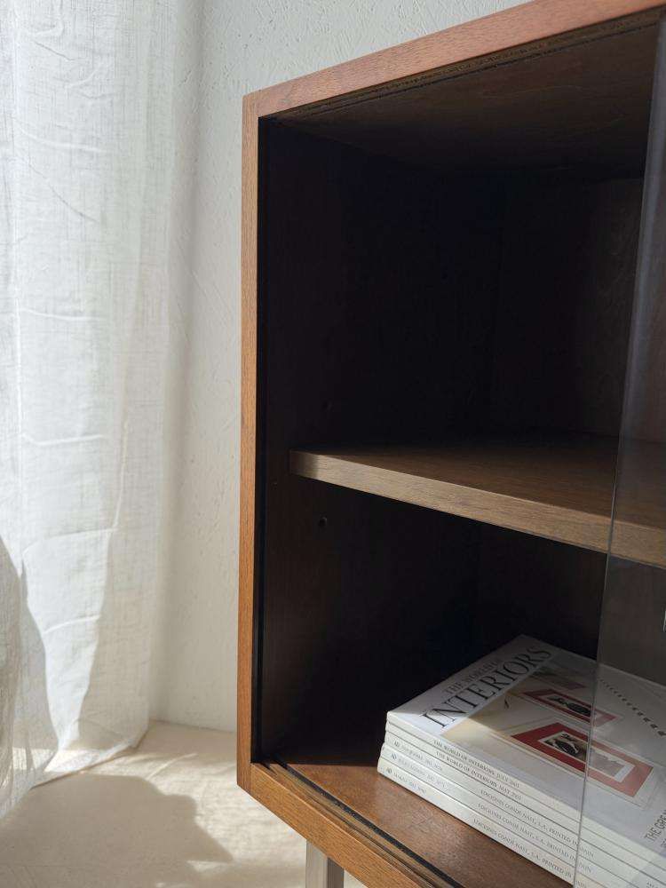 1960s Walnut Display Cabinet With Smoked Glass photo Furniture